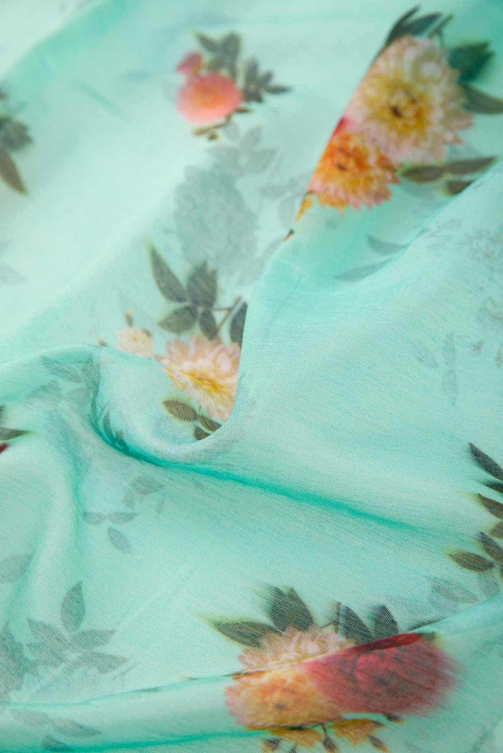 Sea Green Chanderi Silk Dress Material