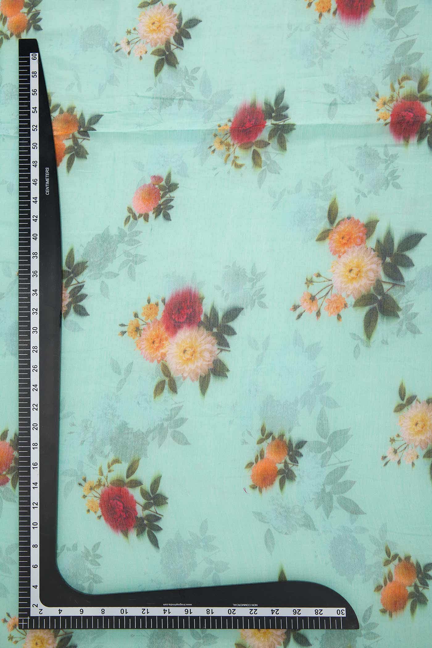 Sea Green Chanderi Silk Dress Material