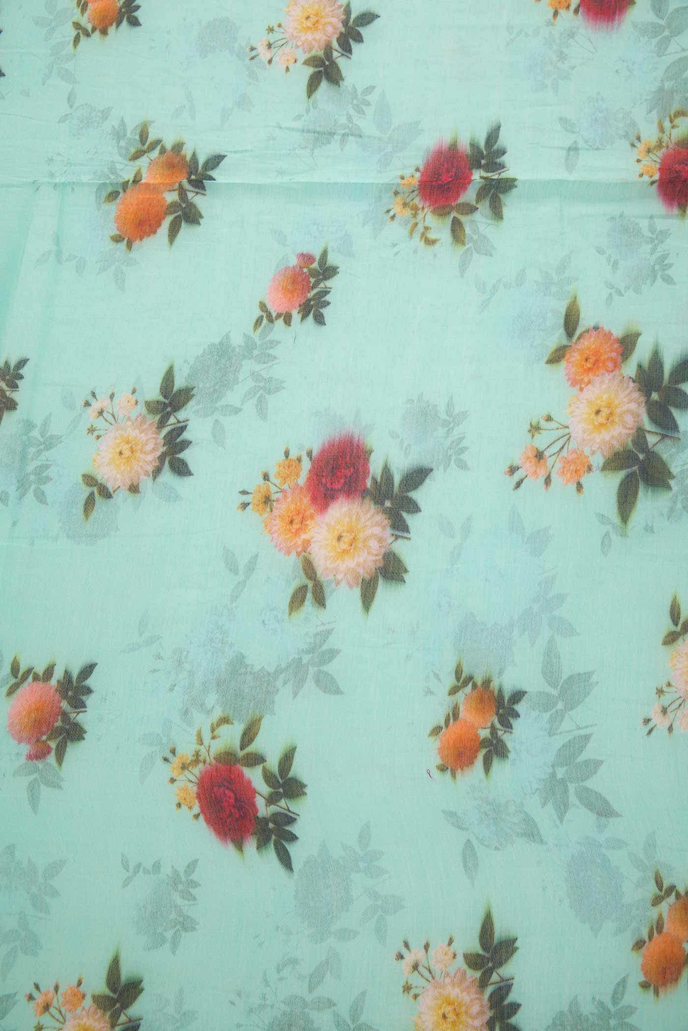 Sea Green Chanderi Silk Dress Material