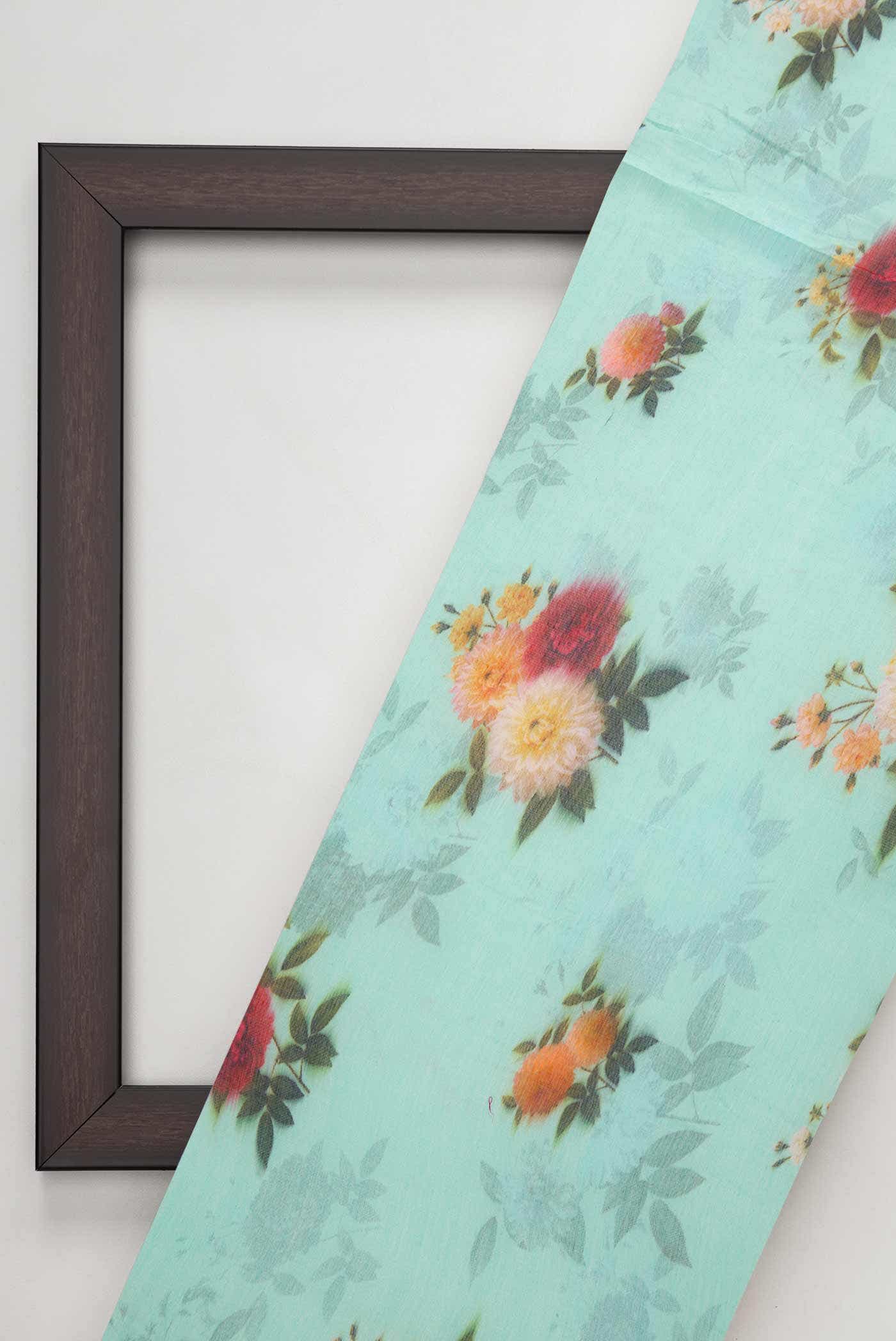 Sea Green Chanderi Silk Dress Material