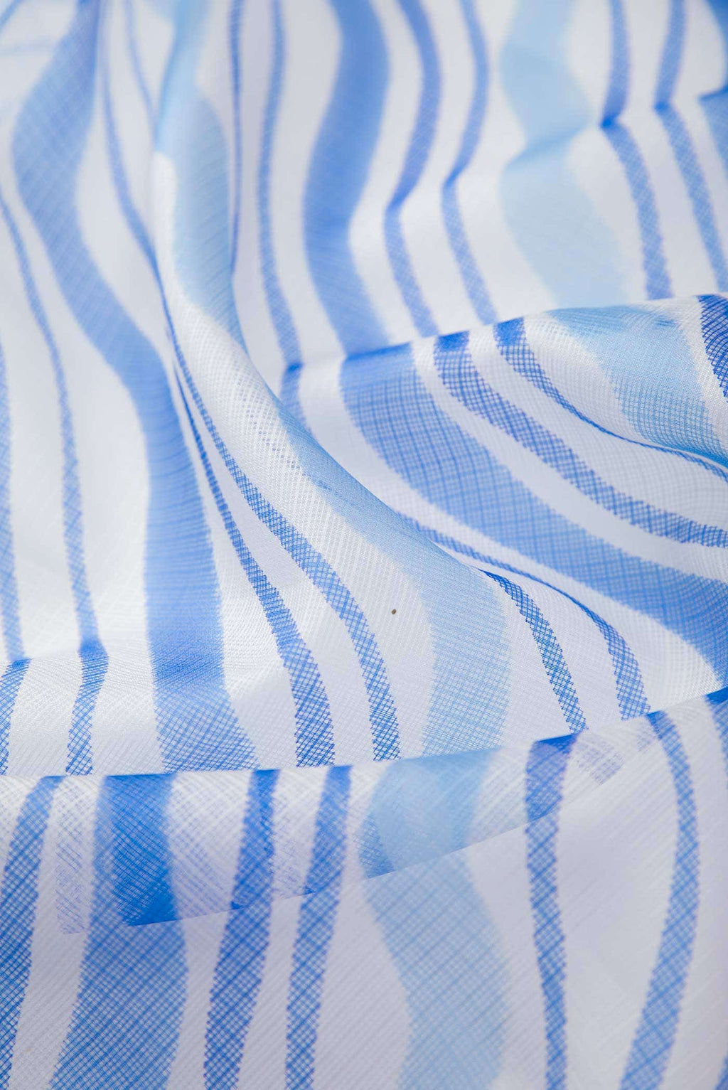 Off White and Blue Kota Silk Dress Material