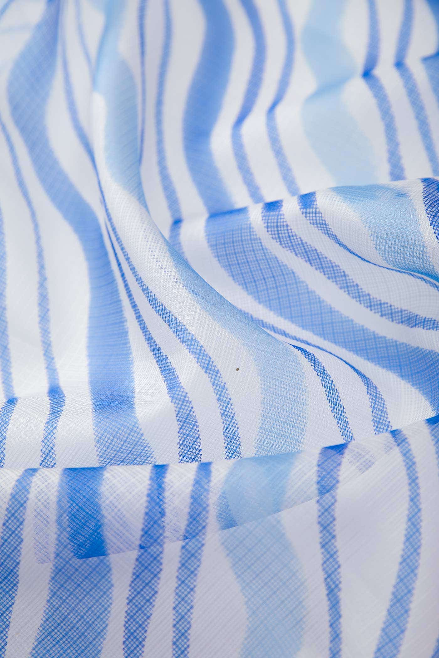 Off White and Blue Kota Silk Dress Material