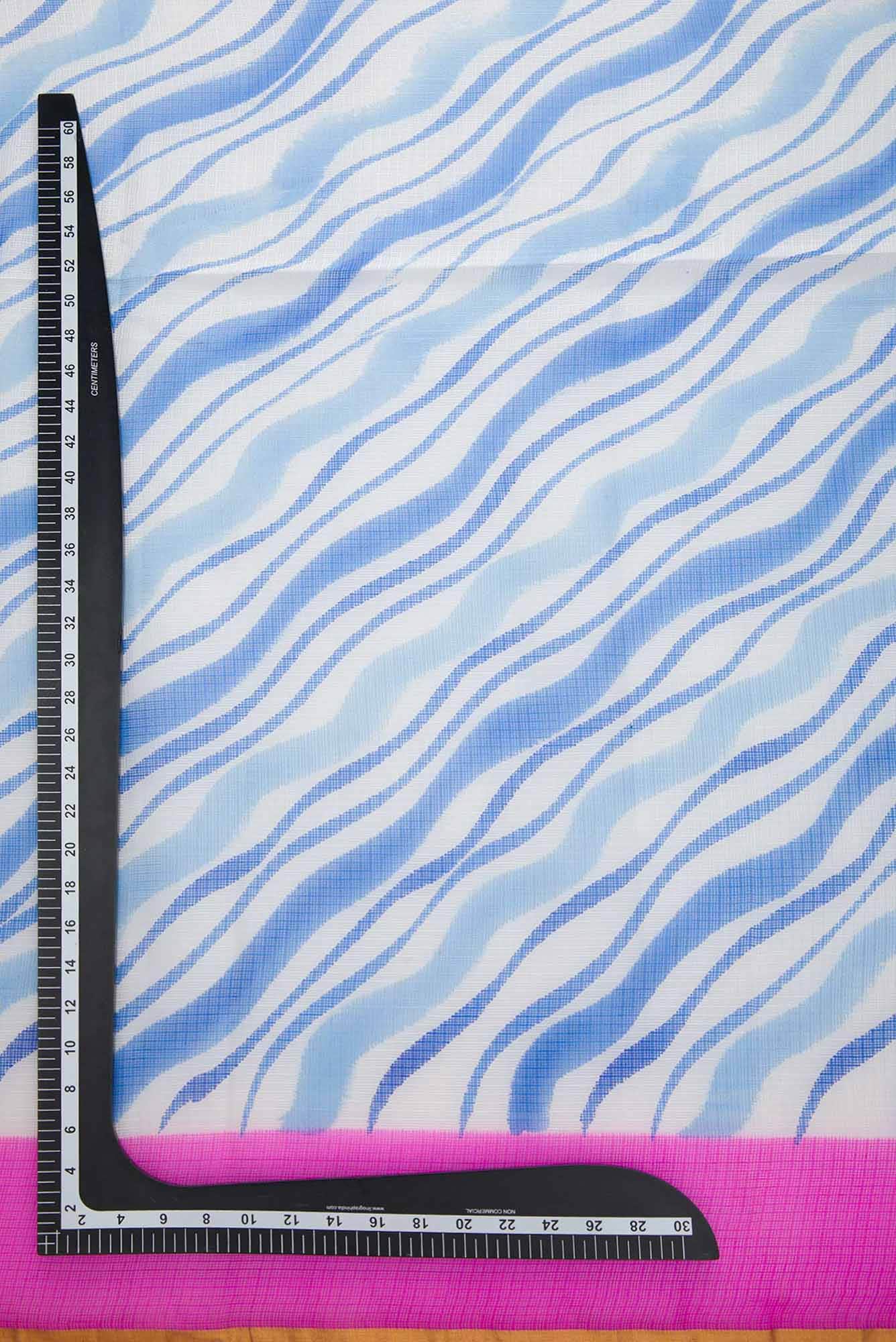 Off White and Blue Kota Silk Dress Material