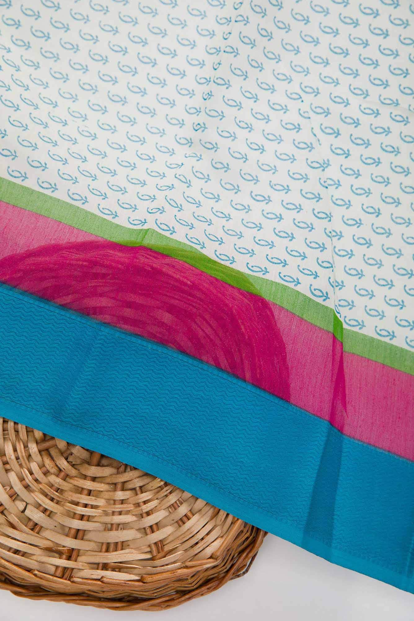 Off White Chanderi Silk Dress Material