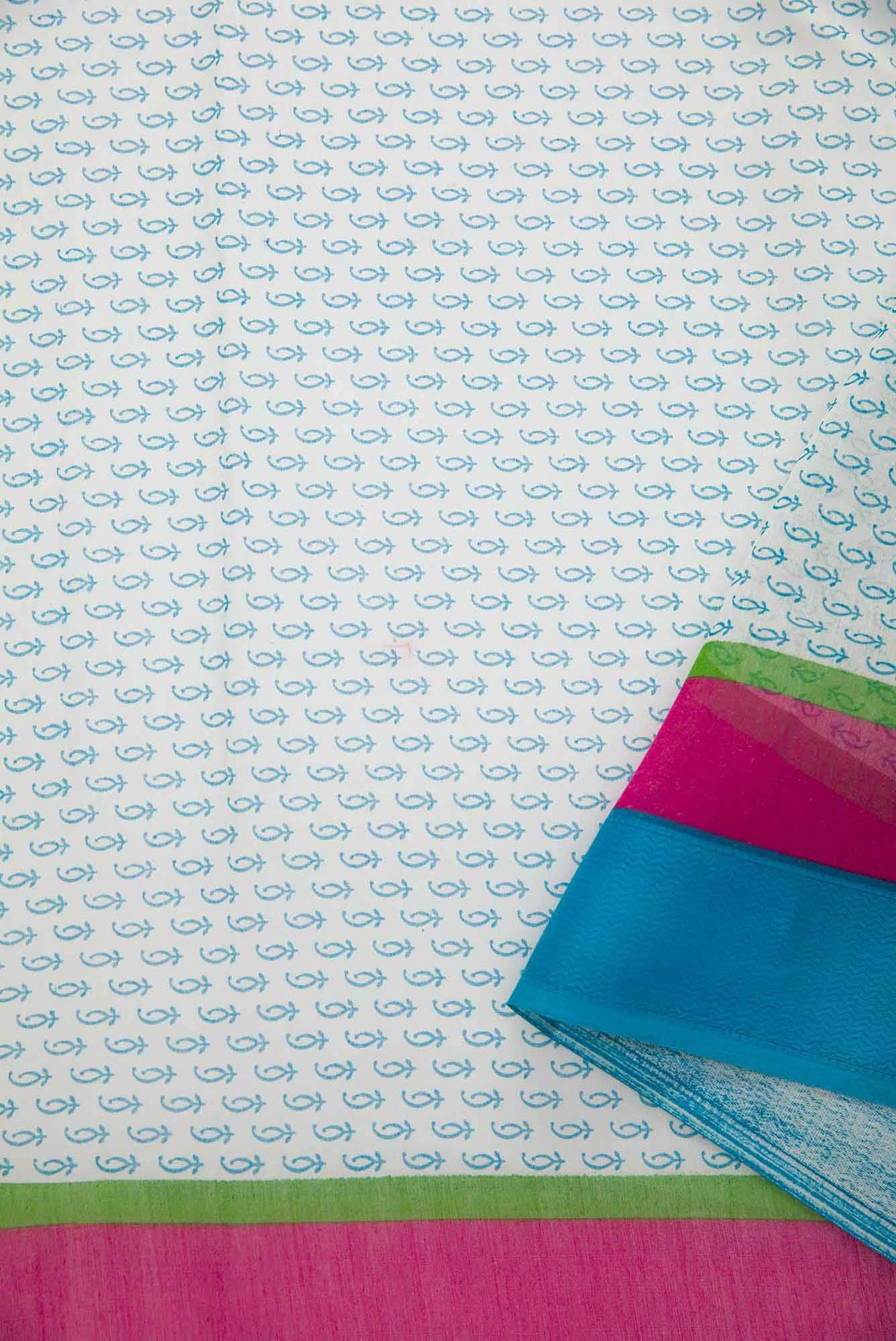 Off White Chanderi Silk Dress Material