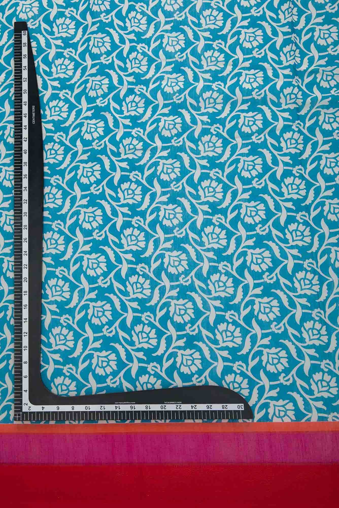 Blue Chanderi Silk Dress Material