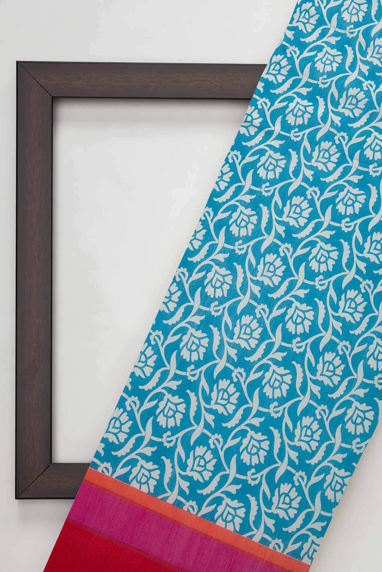 Blue Chanderi Silk Dress Material