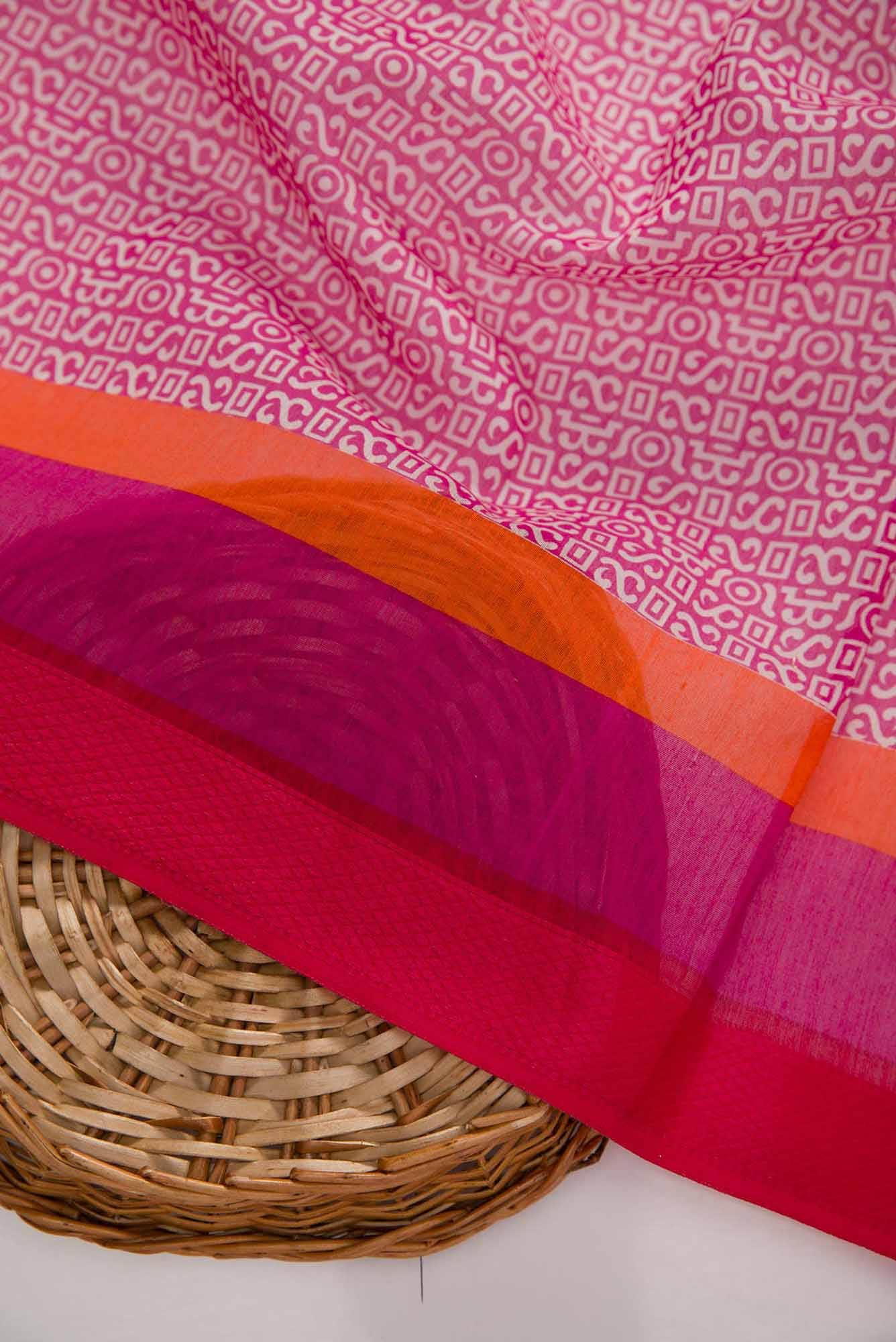 Pink Chanderi Silk Dress Material