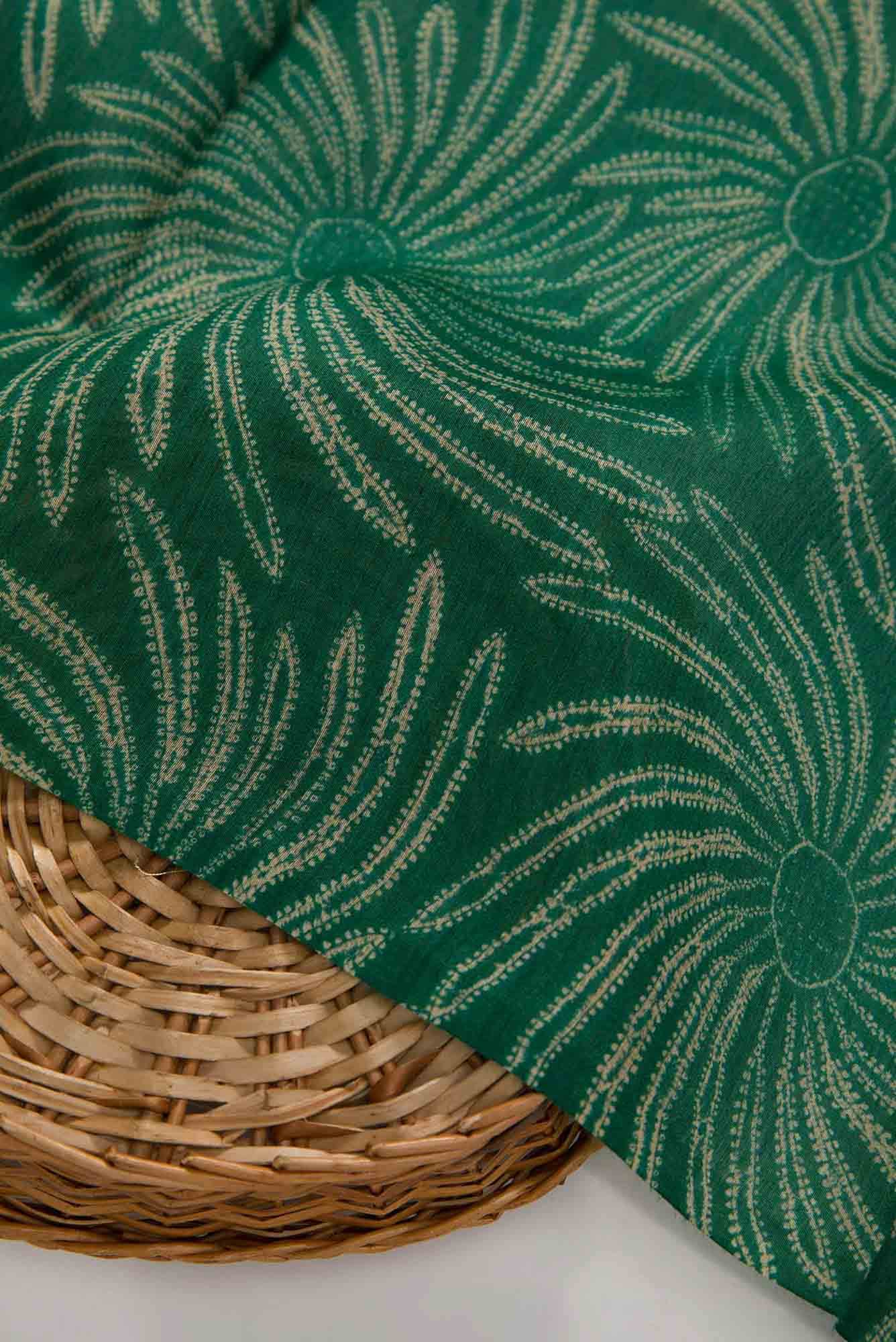 Green Chanderi Silk Dress Material