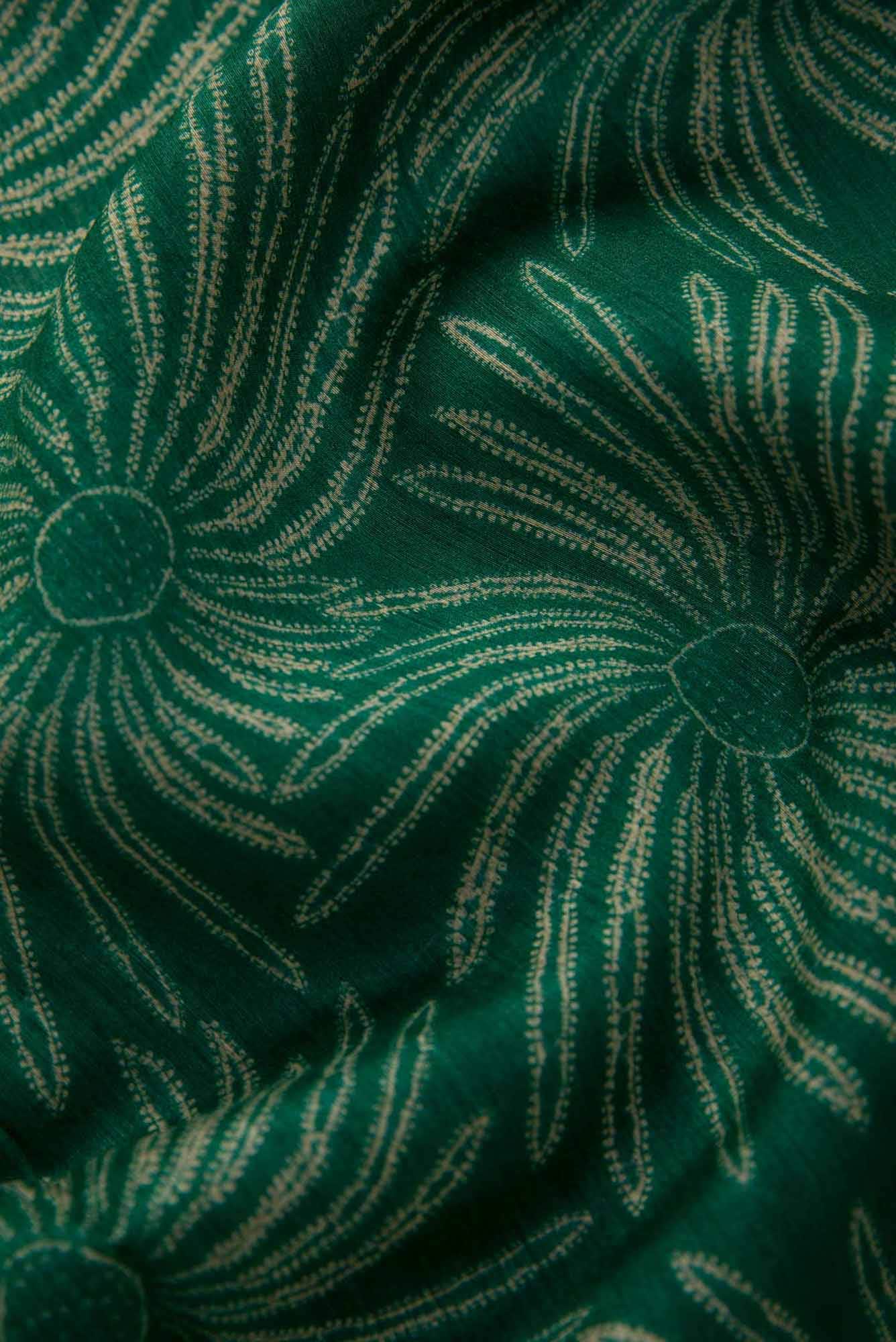 Green Chanderi Silk Dress Material