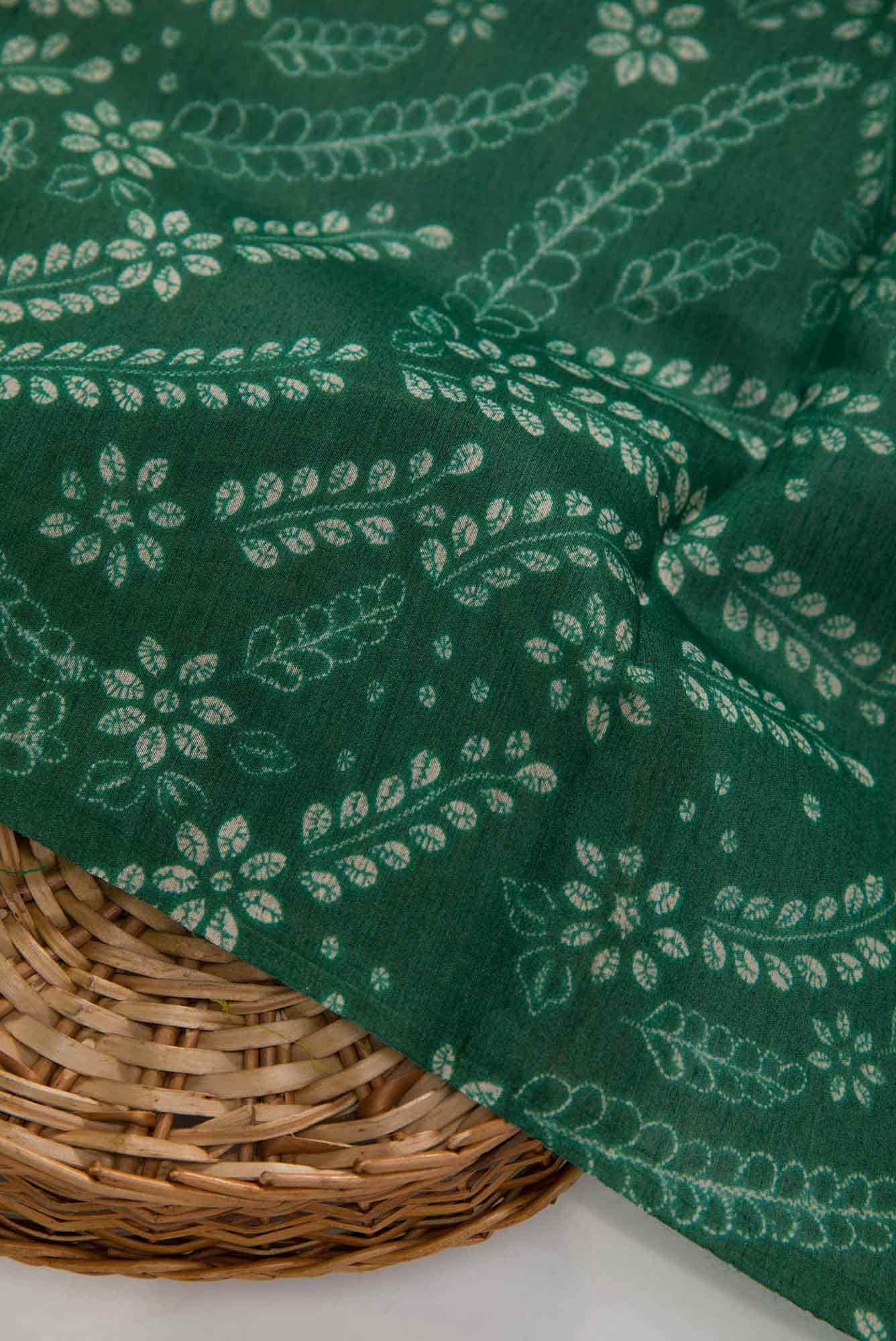 Green Chanderi Silk Dress Material