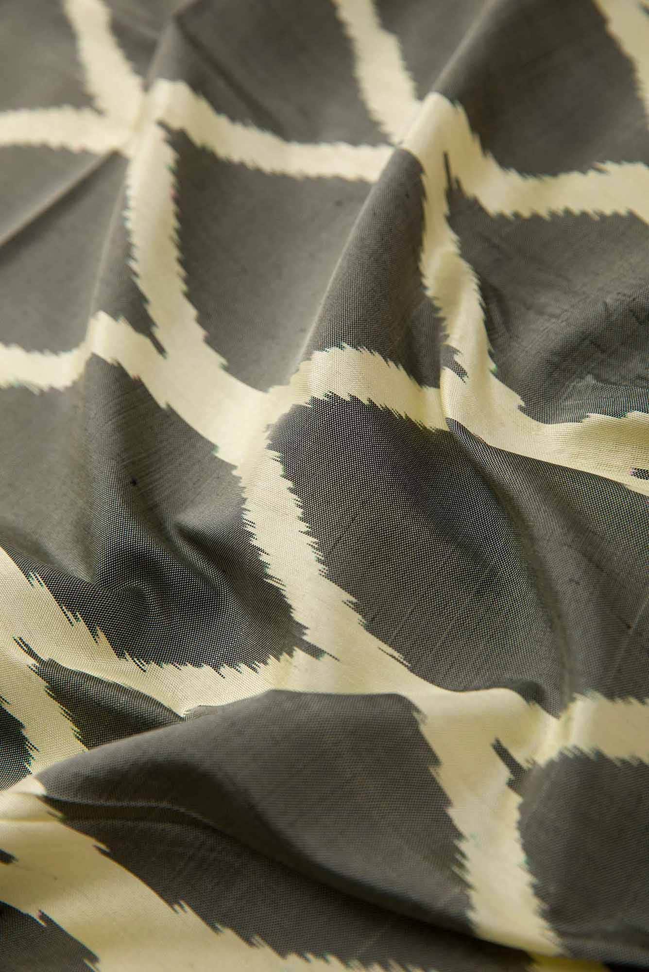 Grey Double Ikat Dress Material