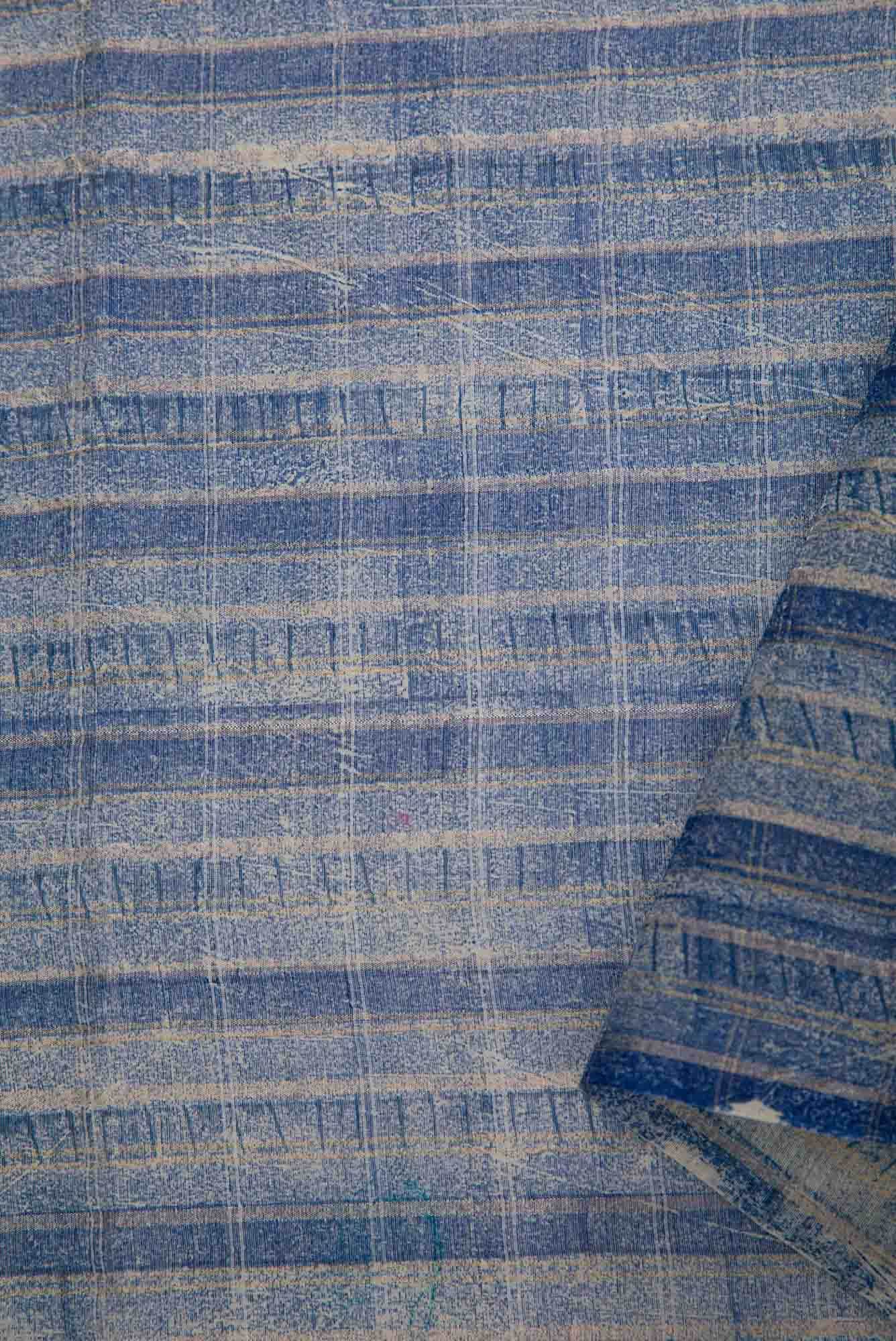 Blue Tussar Silk Dress Material