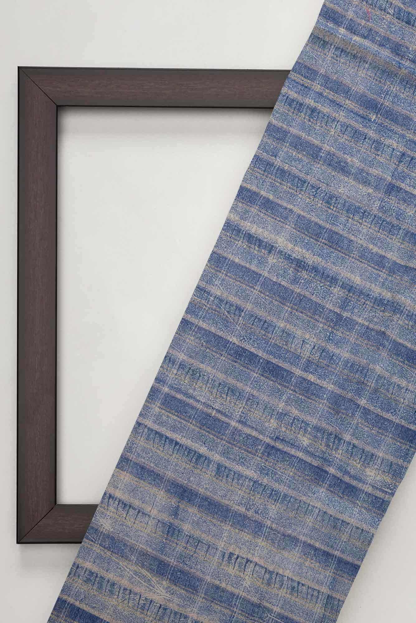 Blue Tussar Silk Dress Material