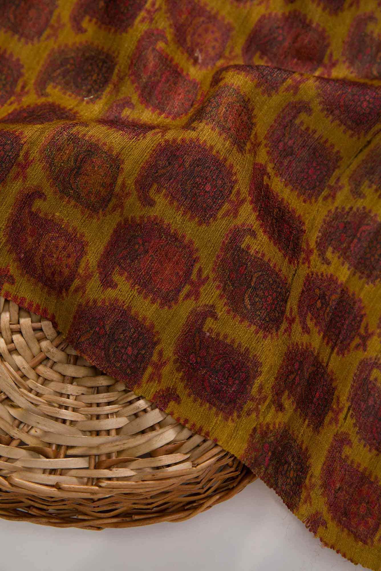 Mustard Tussar Silk Dress Material