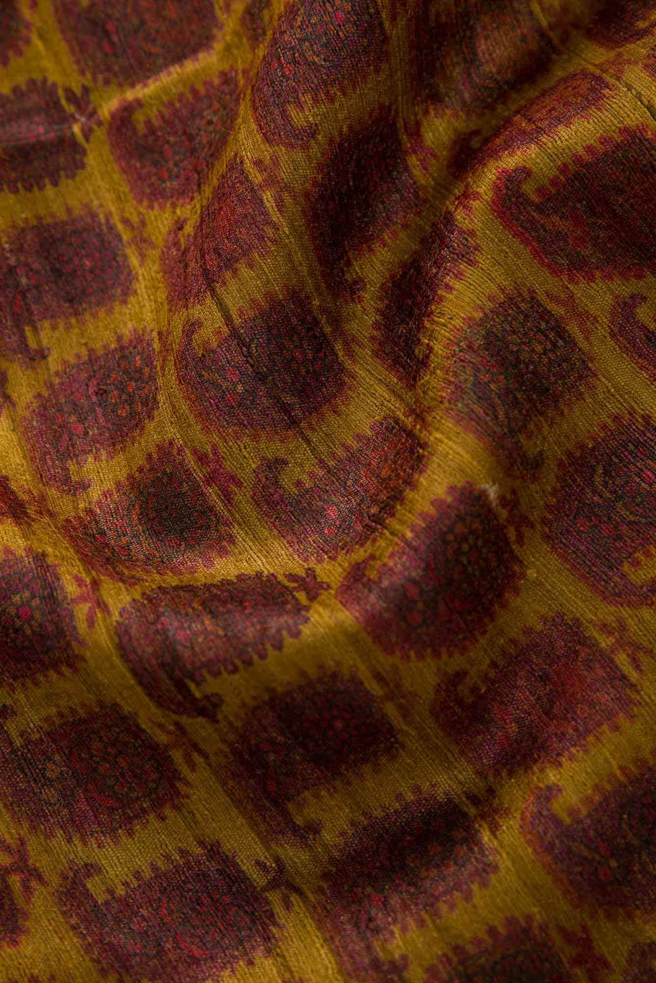 Mustard Tussar Silk Dress Material