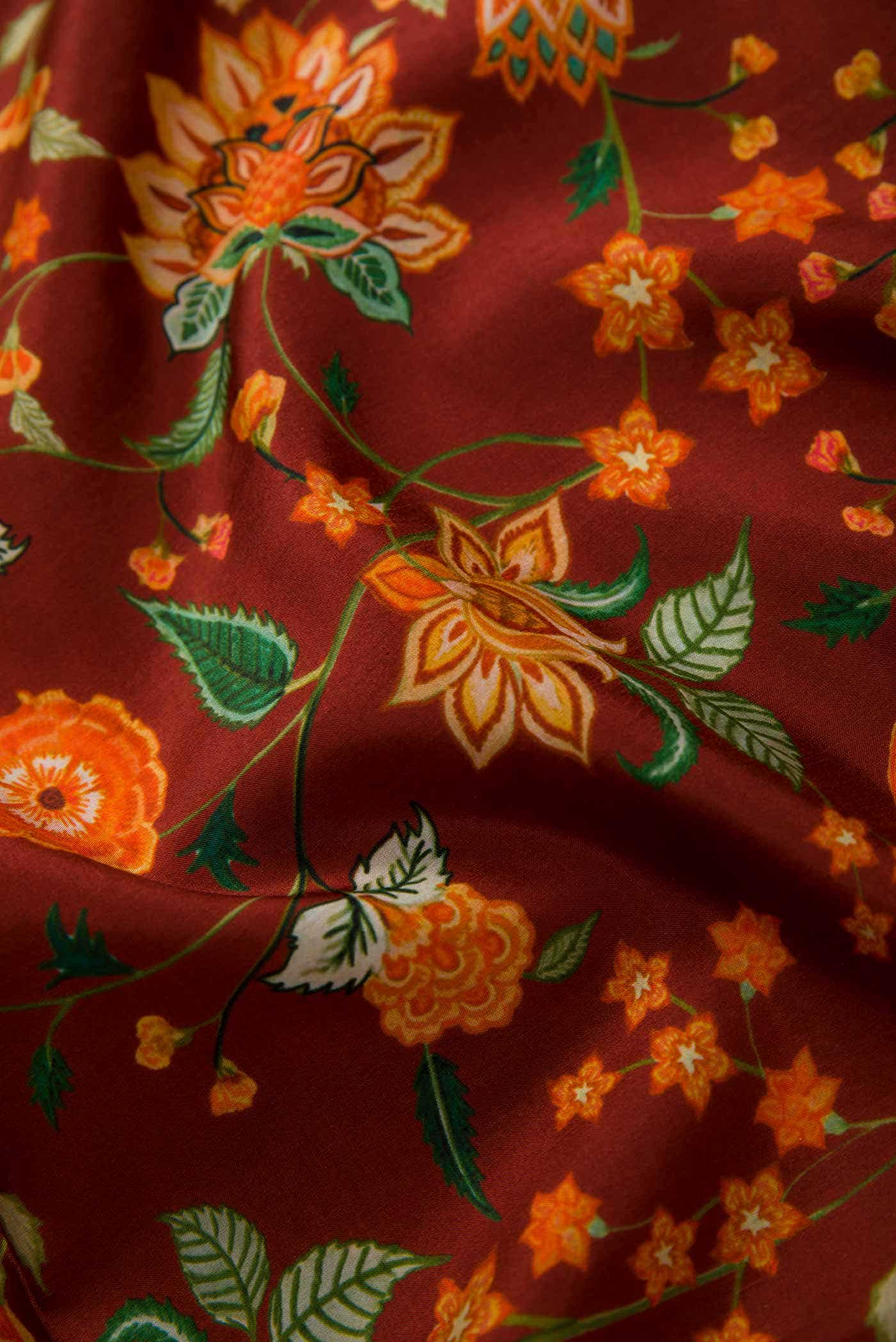Maroon Crepe Dress Material