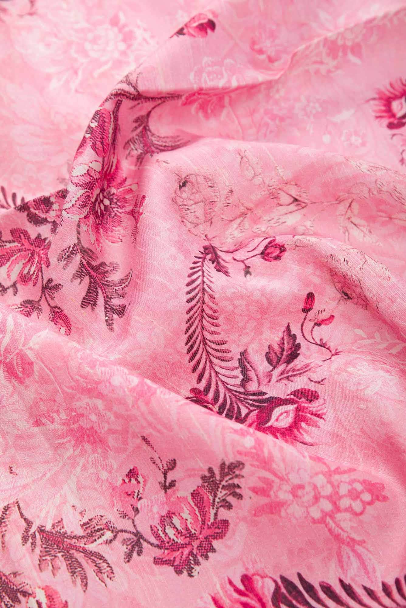 Pink Chanderi Silk Dress Material