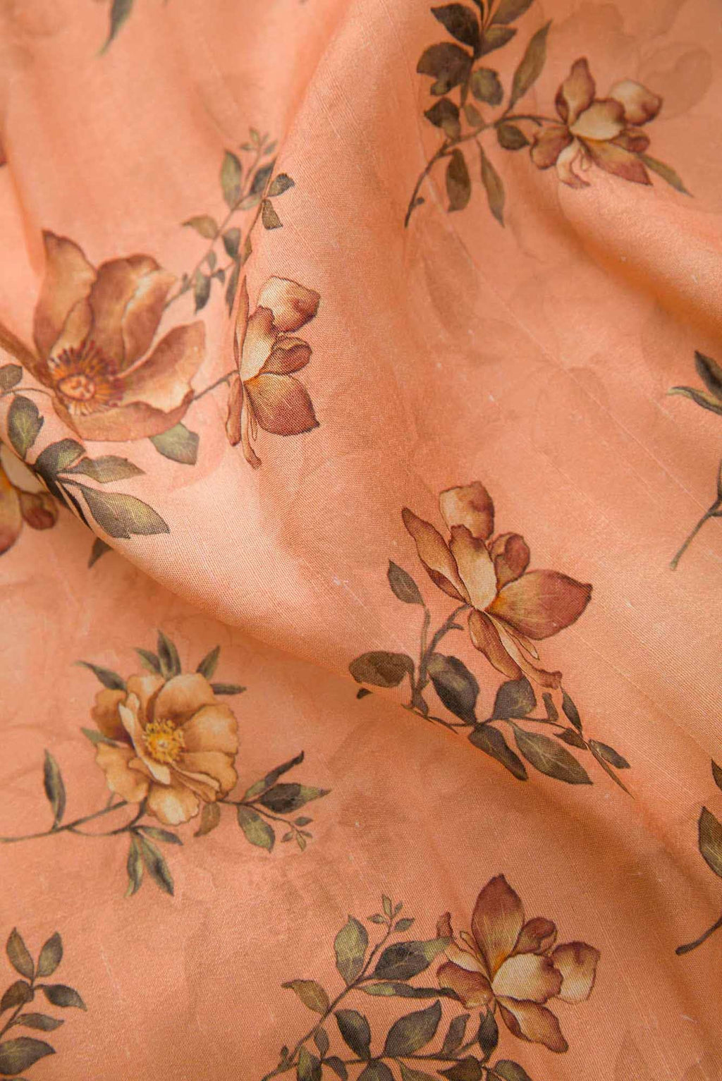 Peach Raw Silk Dress Material