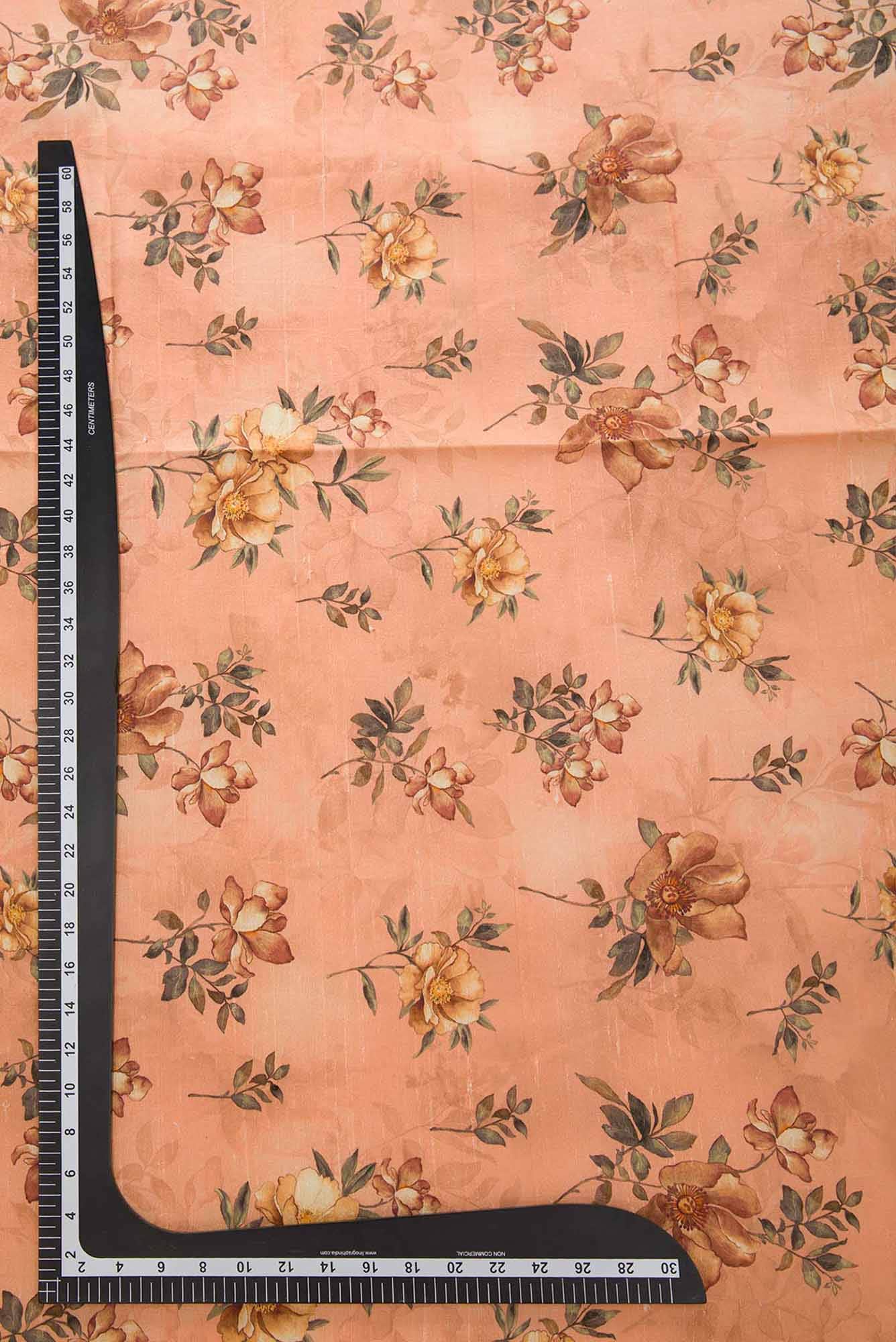 Peach Raw Silk Dress Material