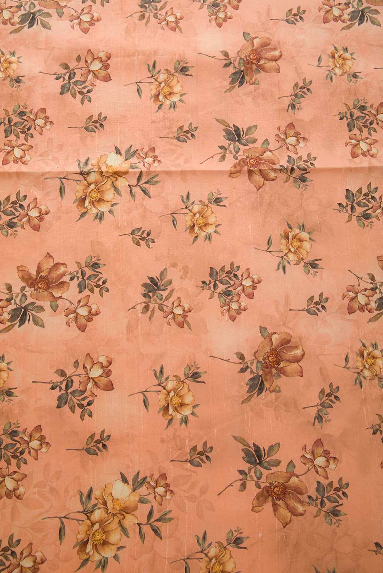 Peach Raw Silk Dress Material