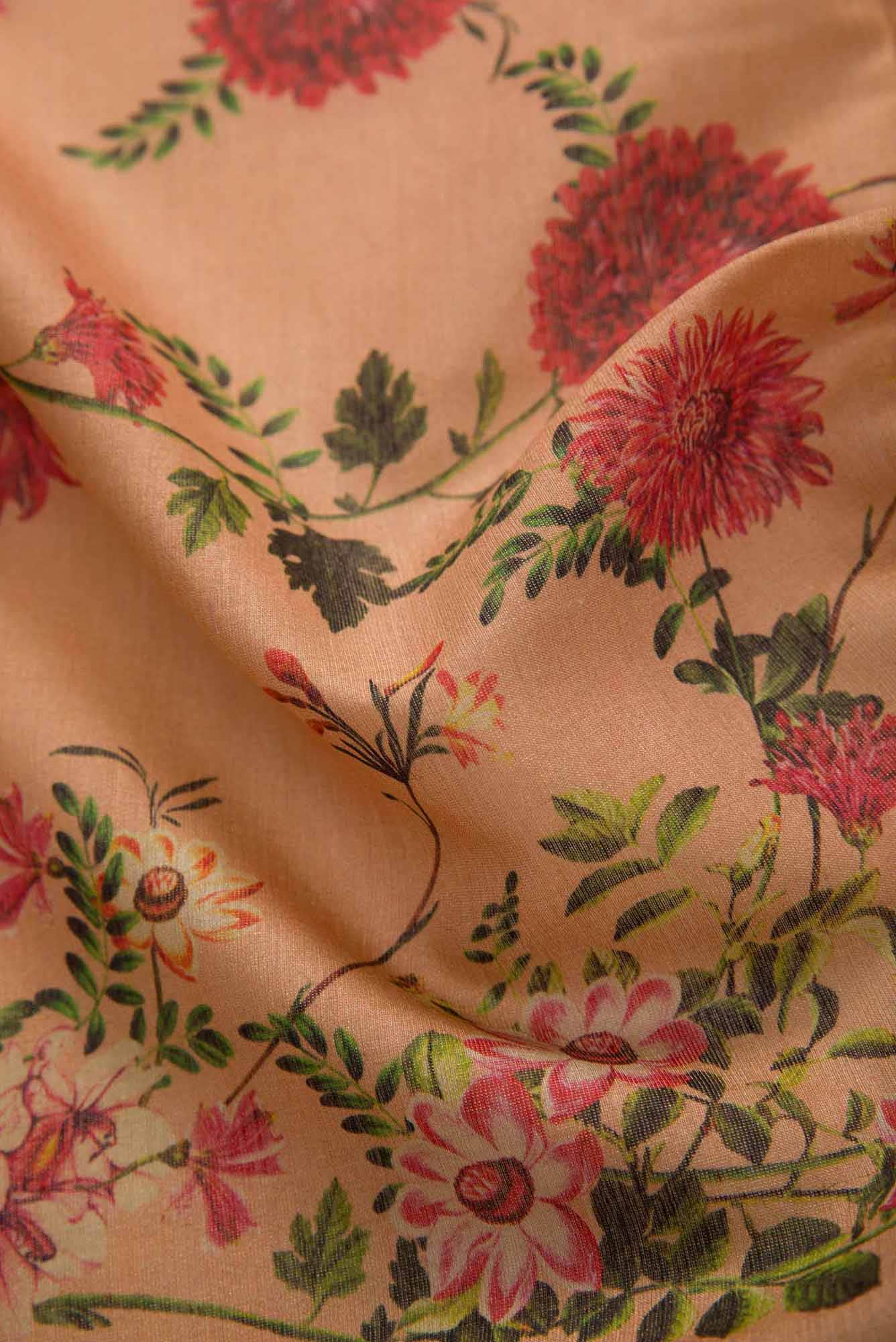 Brown Chanderi Silk Dress Material