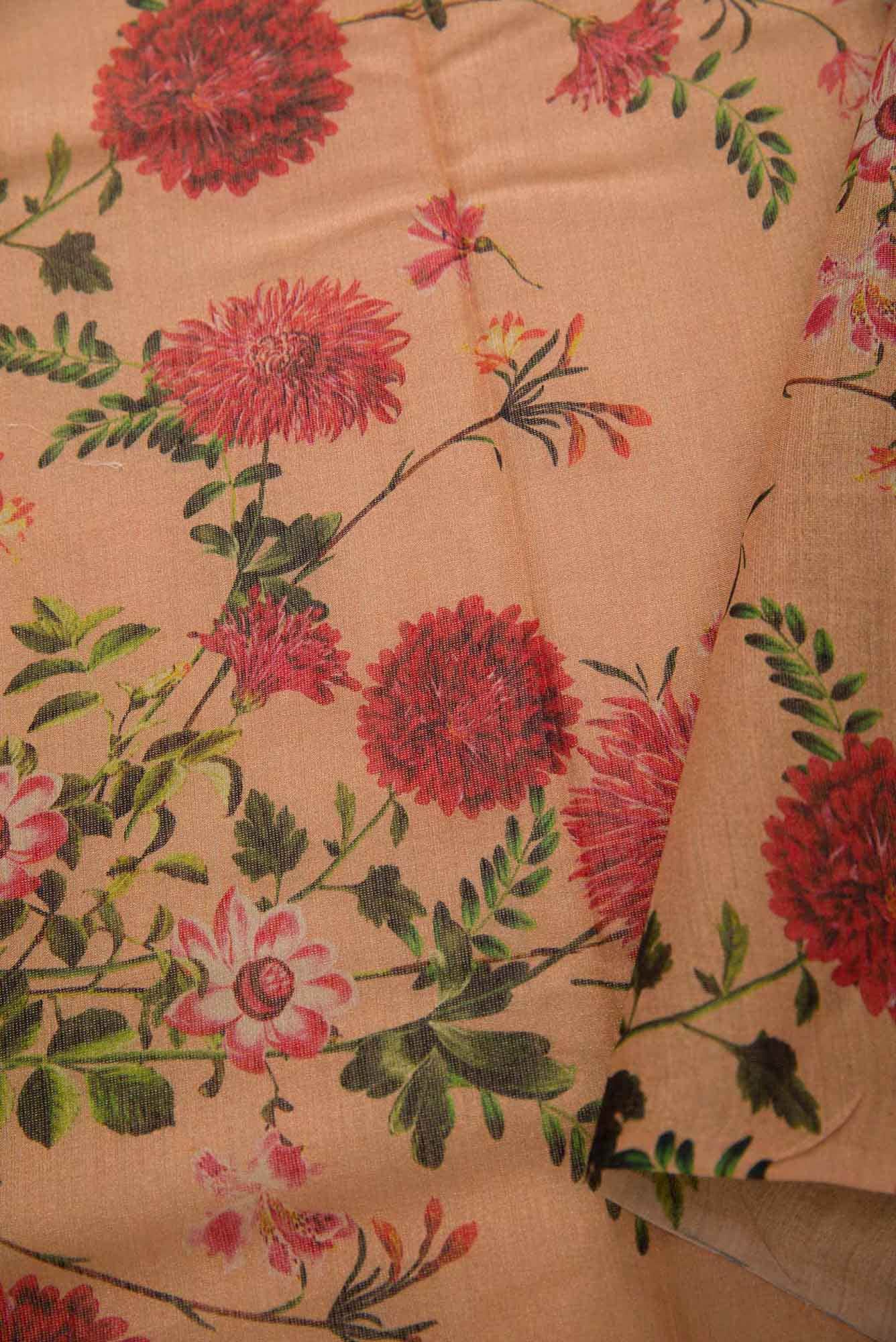 Brown Chanderi Silk Dress Material