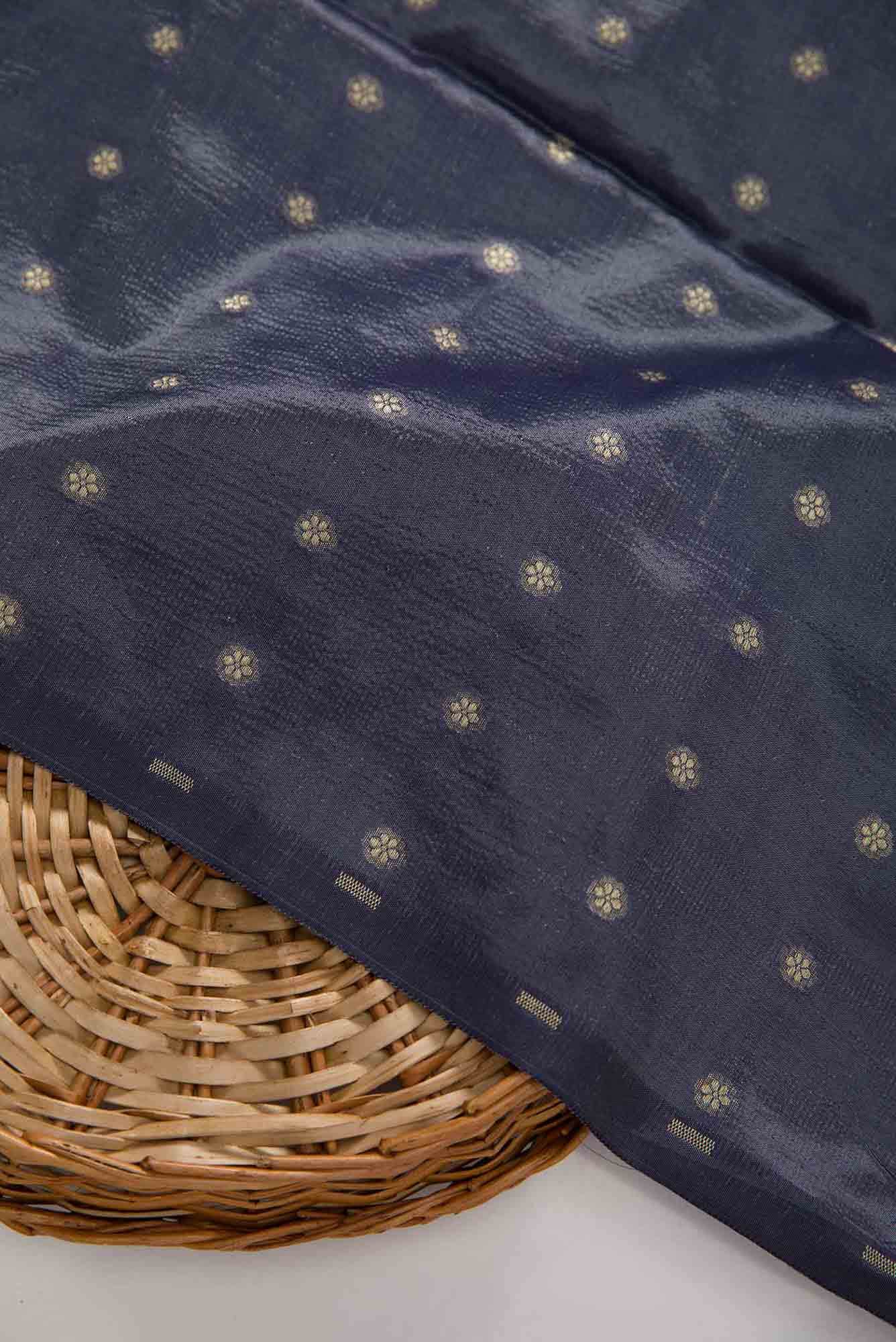 Grey Kanchipuram Silk Dress Material