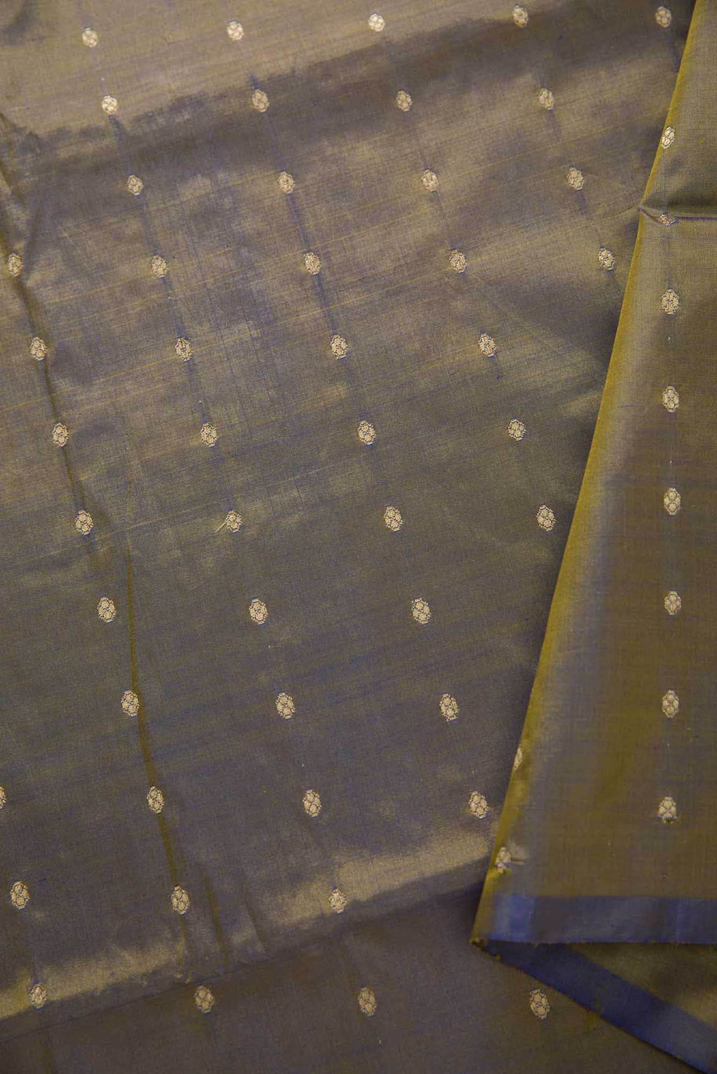 Grey Kanchipuram Silk Dress Material