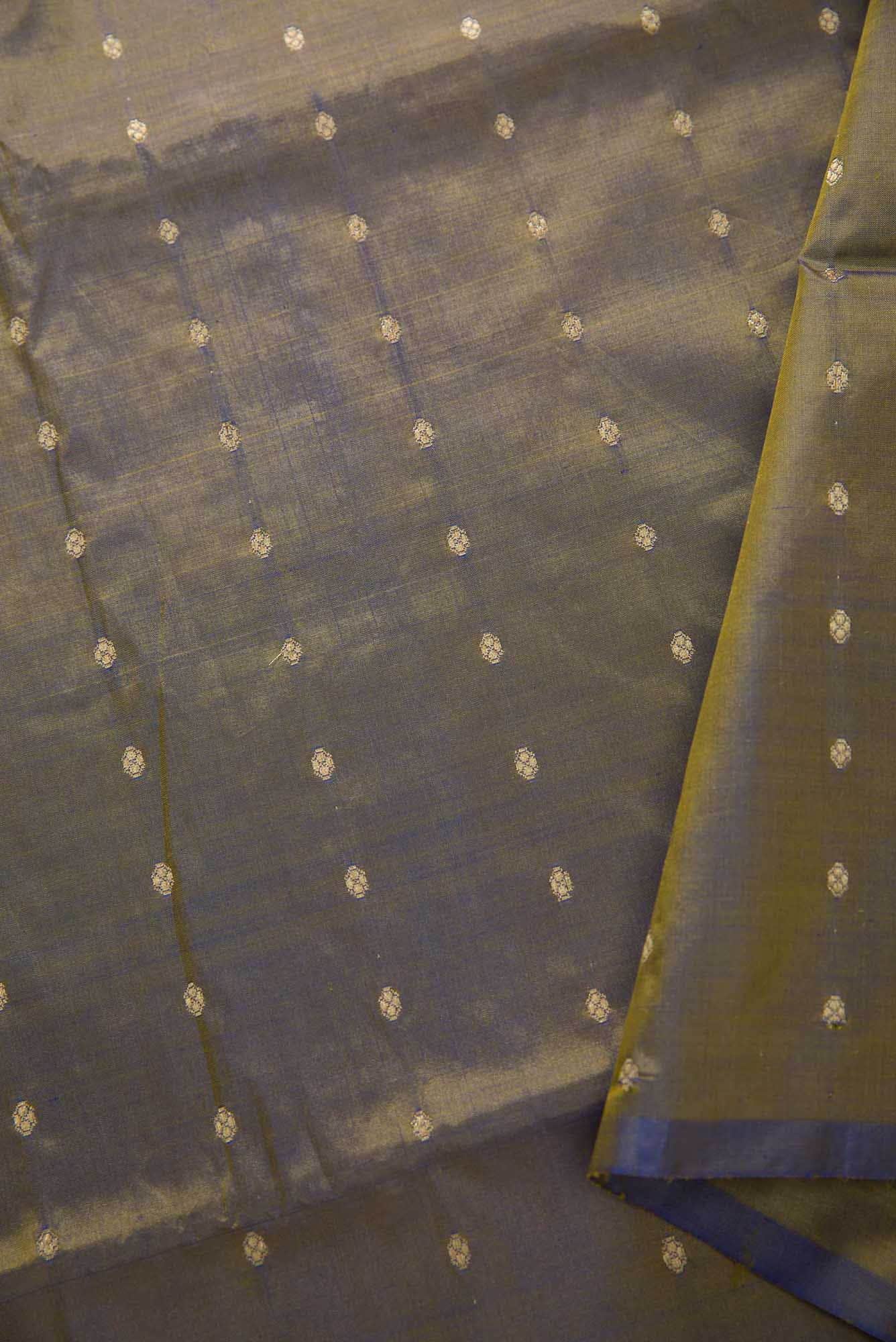 Grey Kanchipuram Silk Dress Material