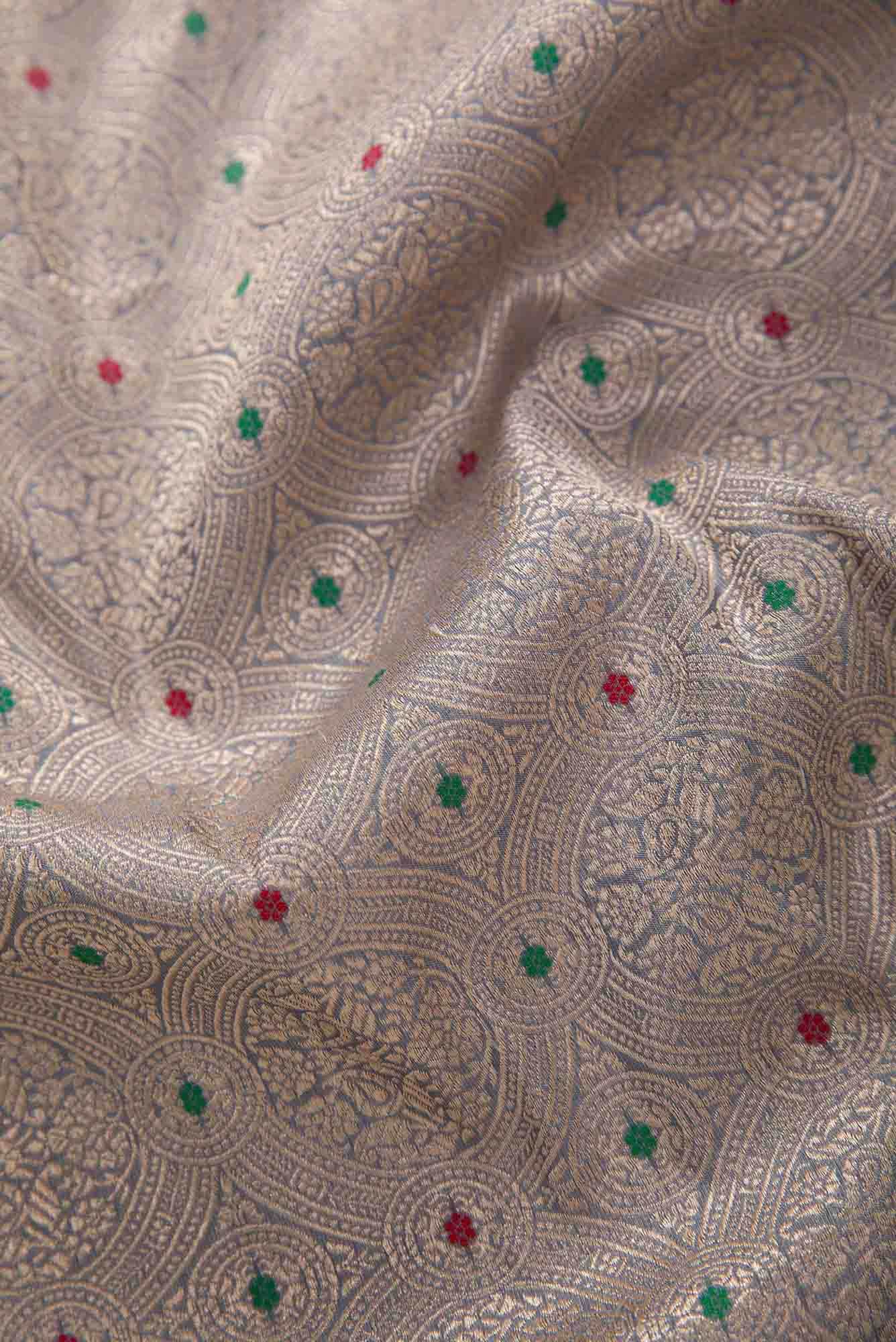 Grey Banarasi Silk Dress Material
