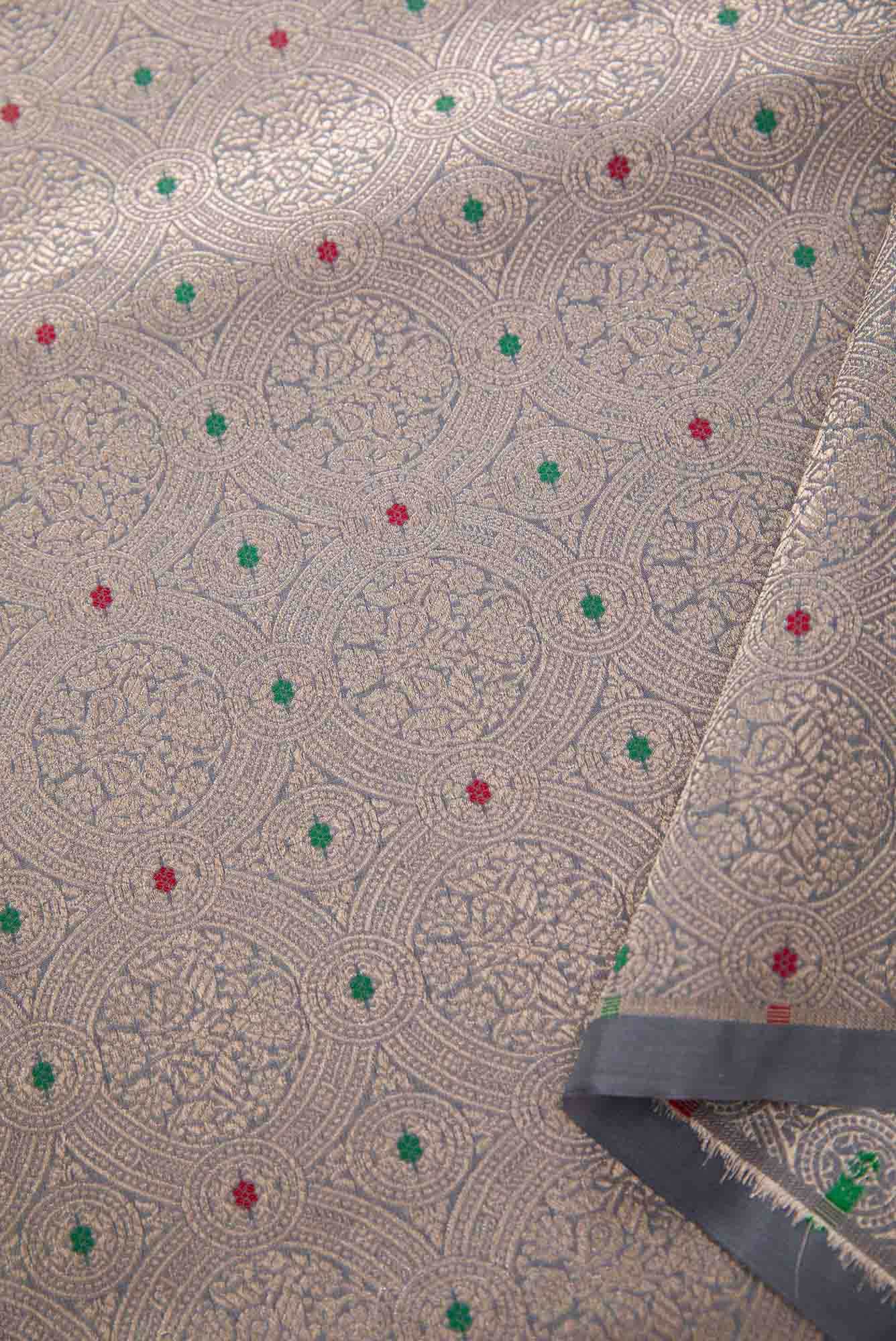 Grey Banarasi Silk Dress Material