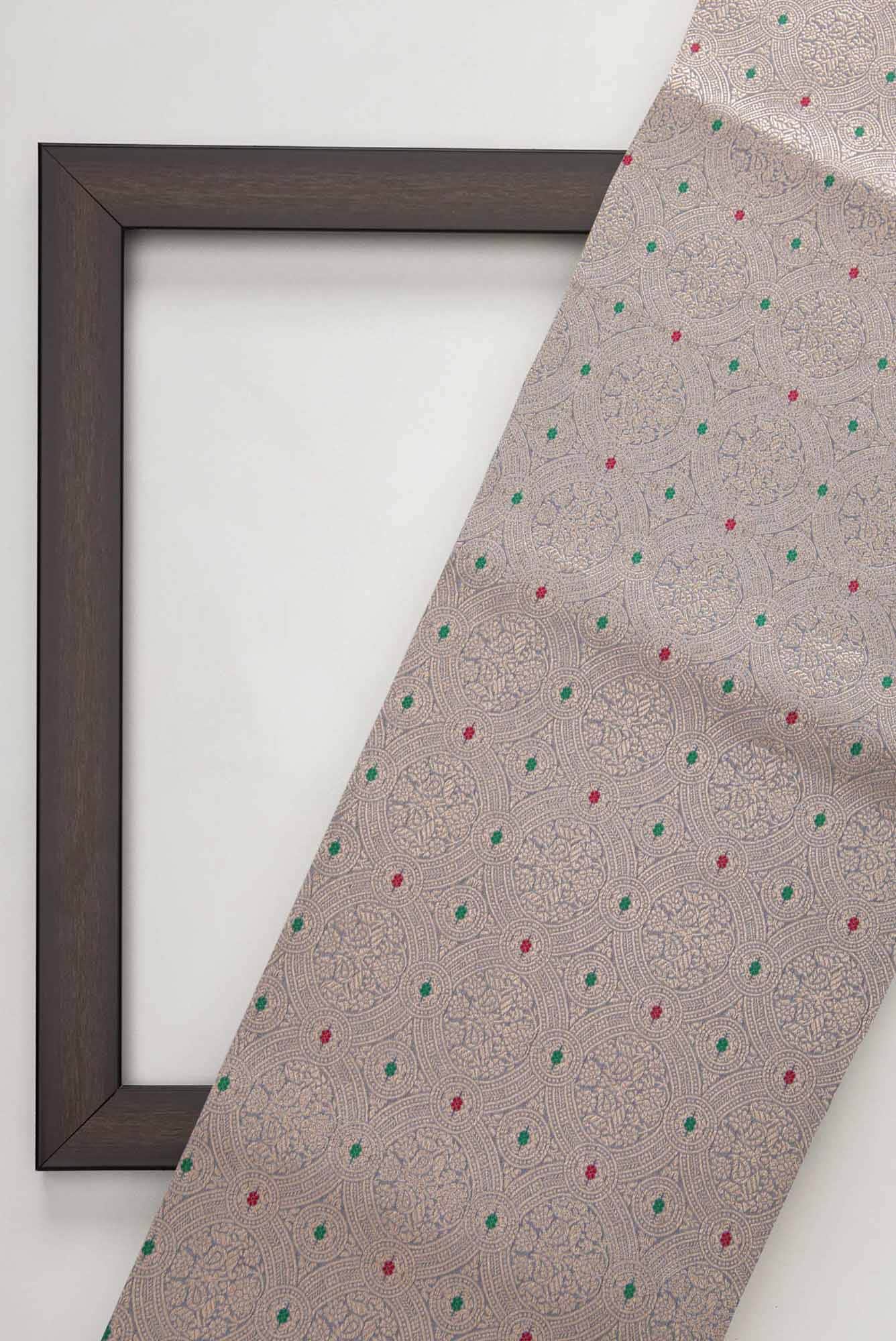 Grey Banarasi Silk Dress Material