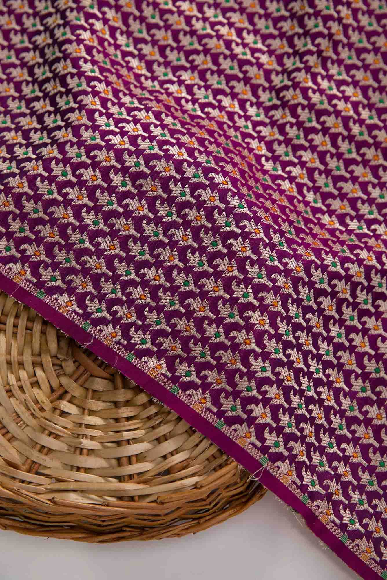 Purple Banarasi Silk Dress Material