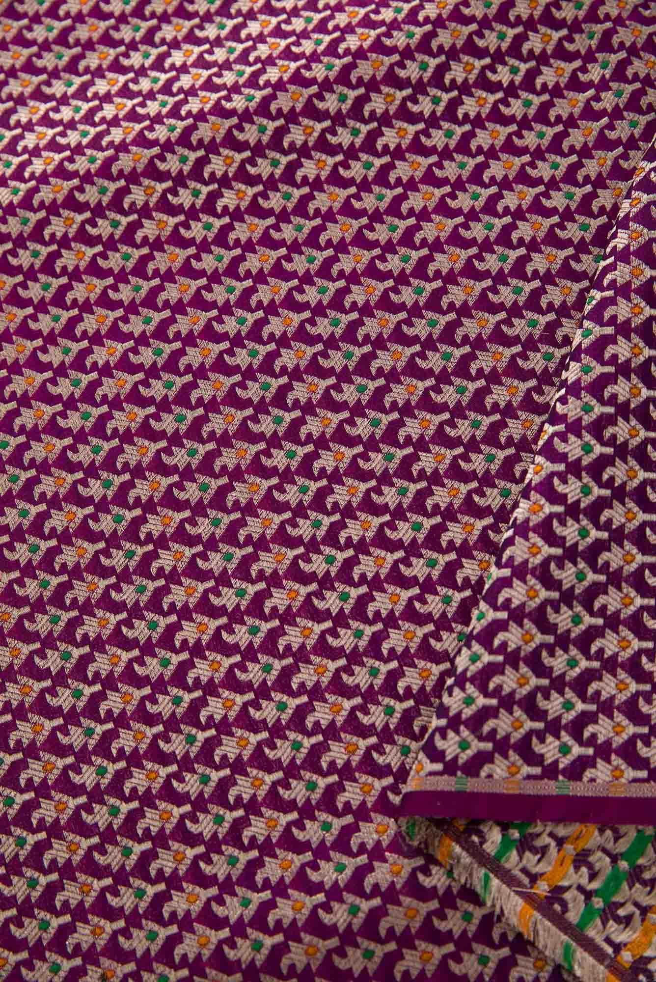 Purple Banarasi Silk Dress Material