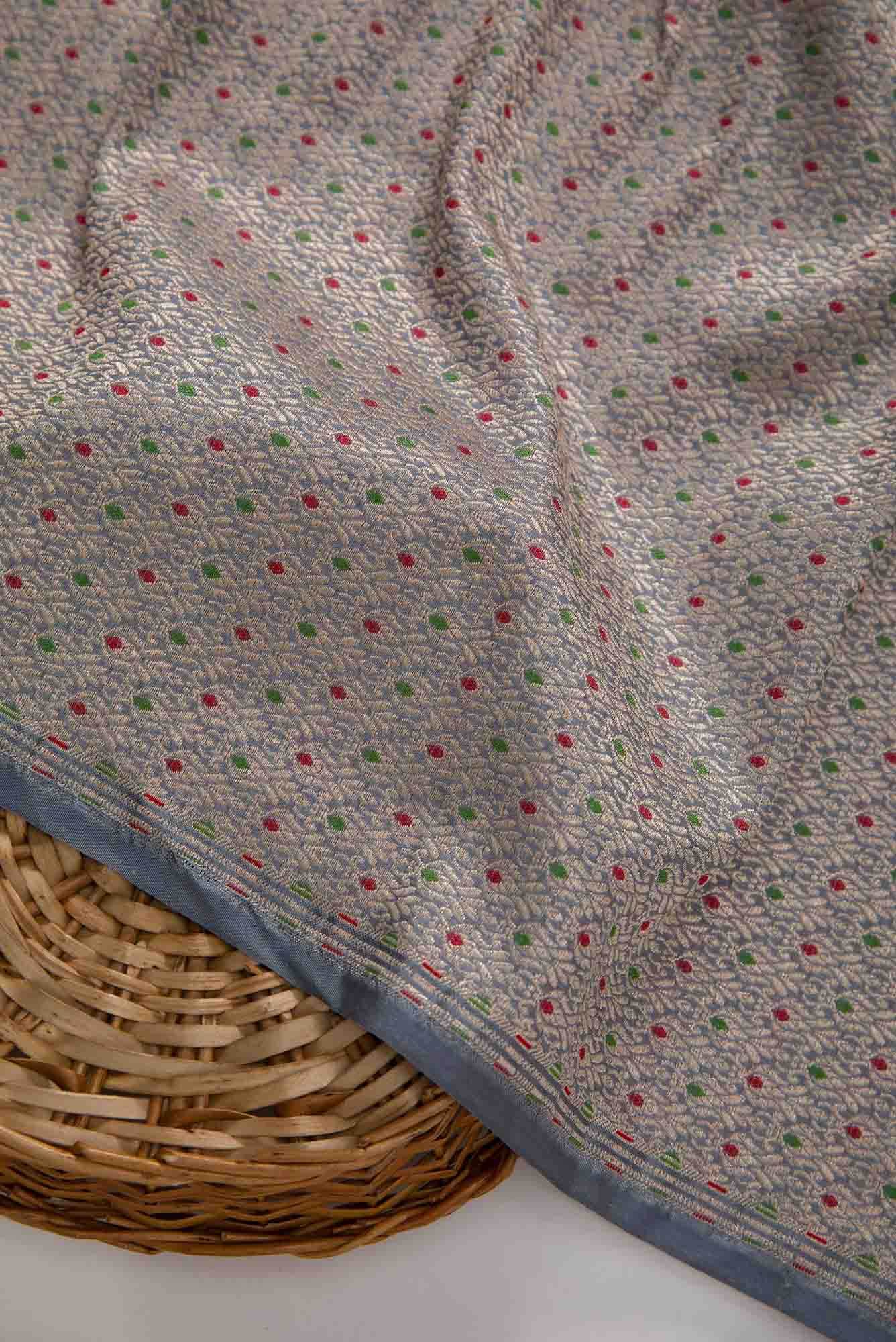 Grey Banarasi Silk Dress Material