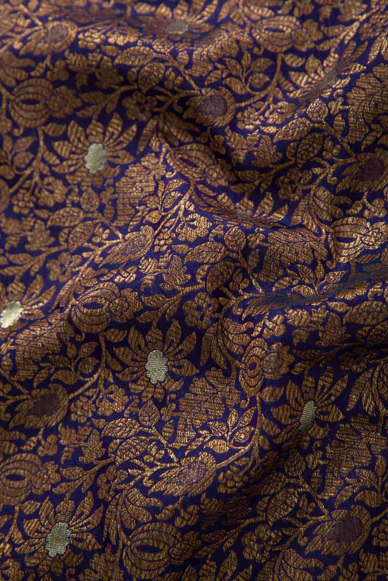 Navy Blue Banarasi Silk Dress Material