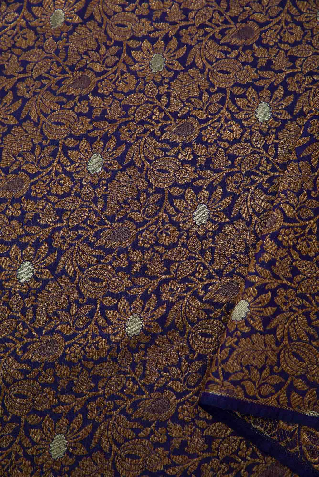 Navy Blue Banarasi Silk Dress Material