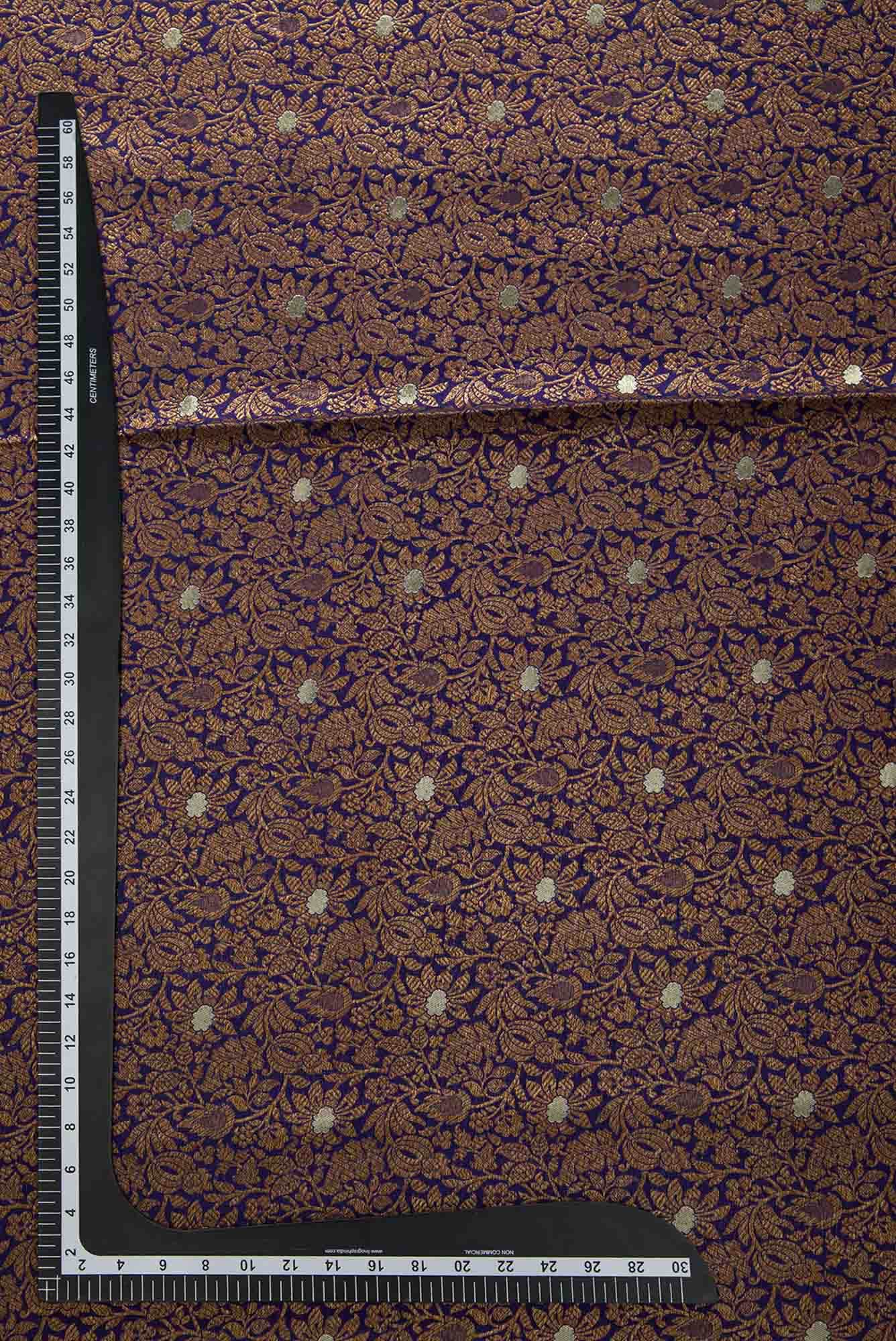 Navy Blue Banarasi Silk Dress Material