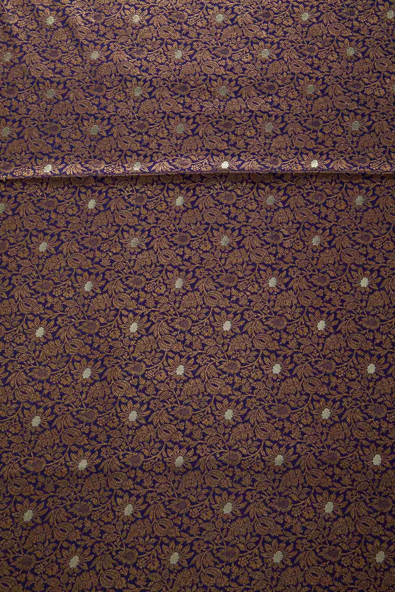 Navy Blue Banarasi Silk Dress Material
