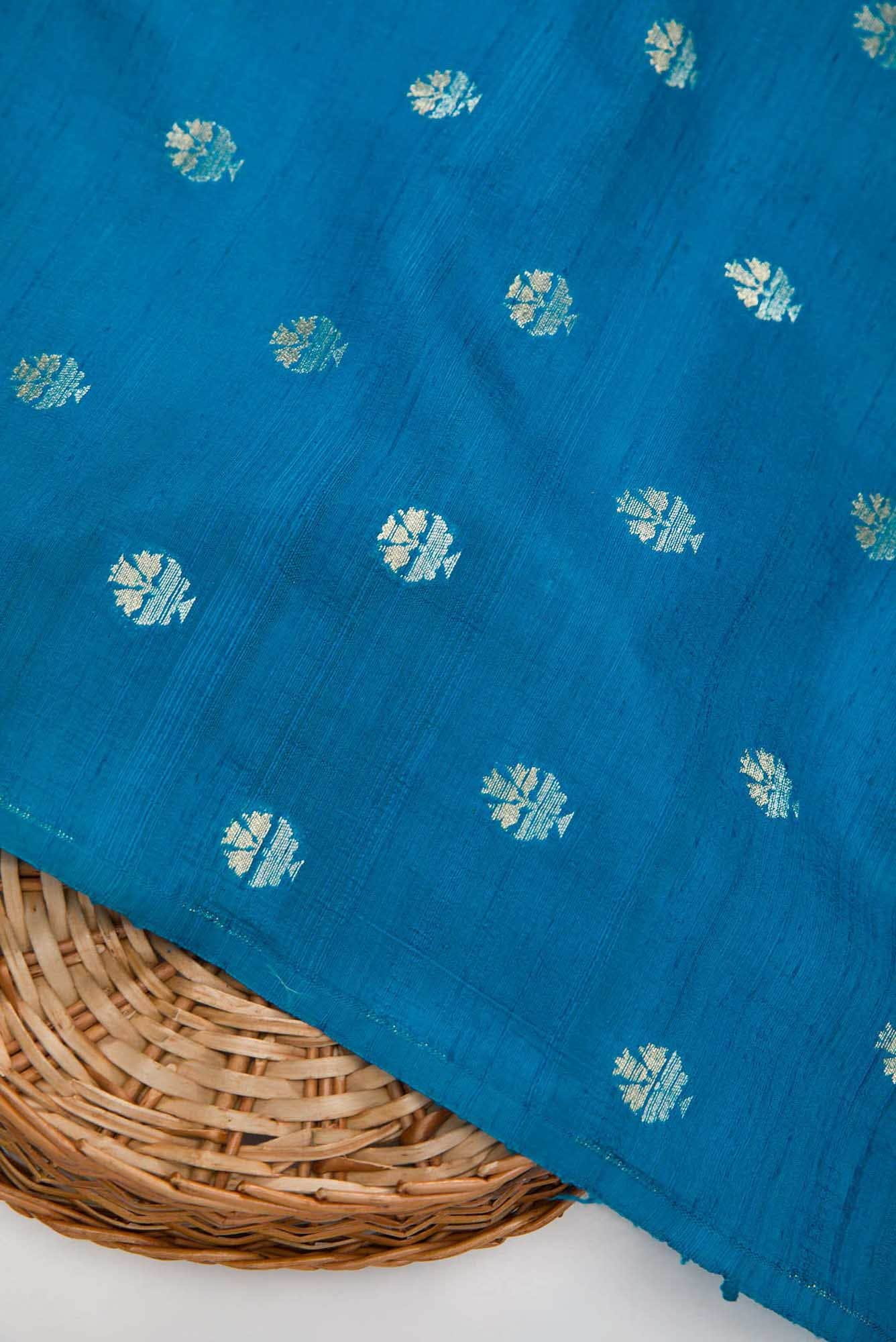 Sky Blue Raw Silk Dress Material