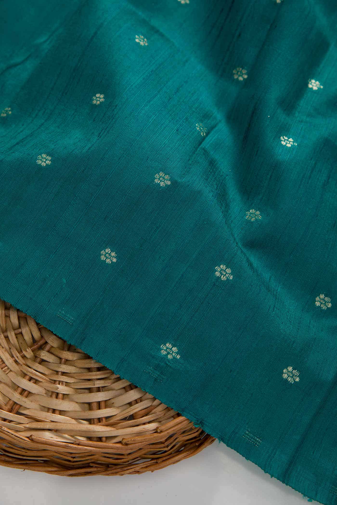 Peacock Blue Raw Silk Dress Material