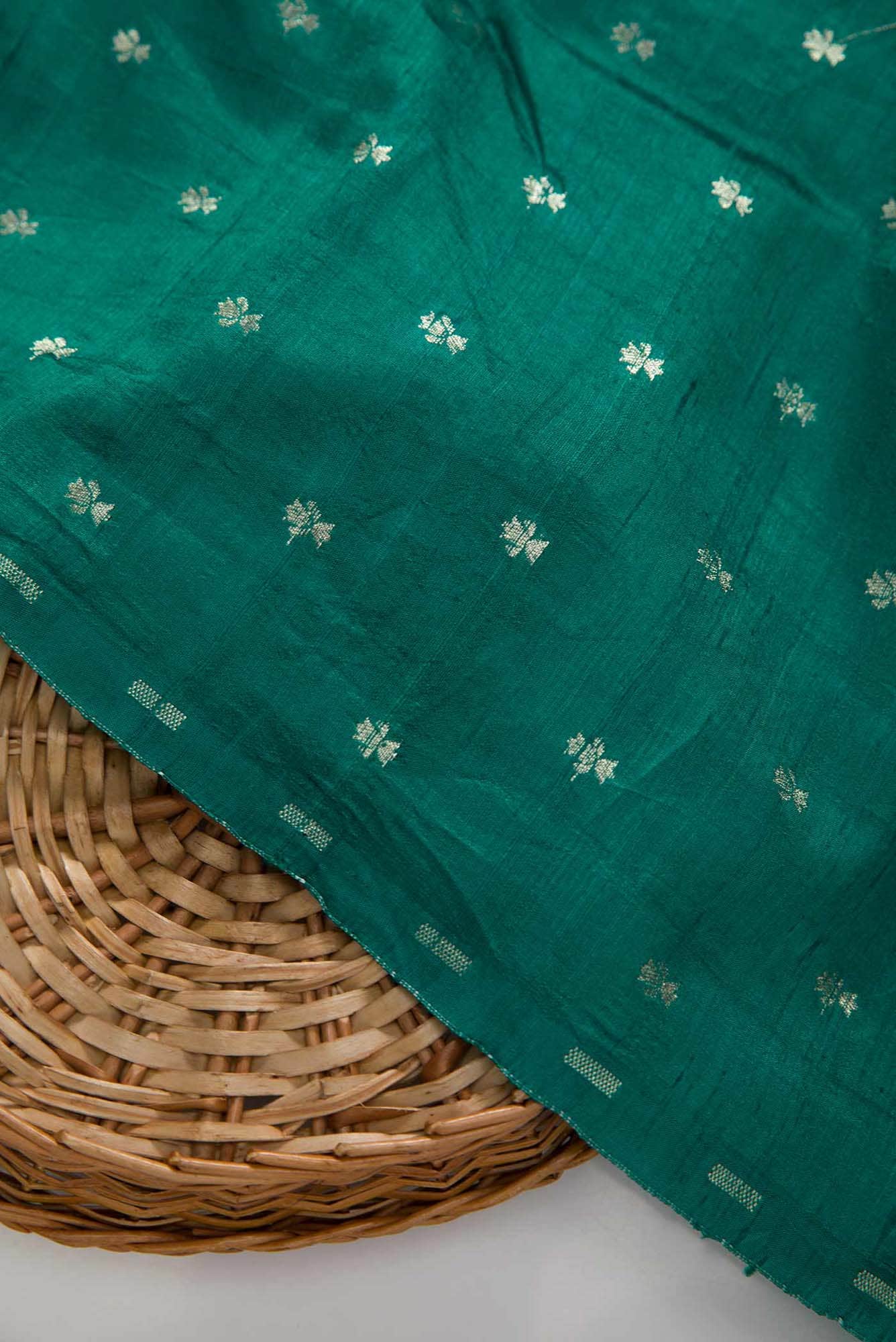 Peacock Blue Raw Silk Dress Material