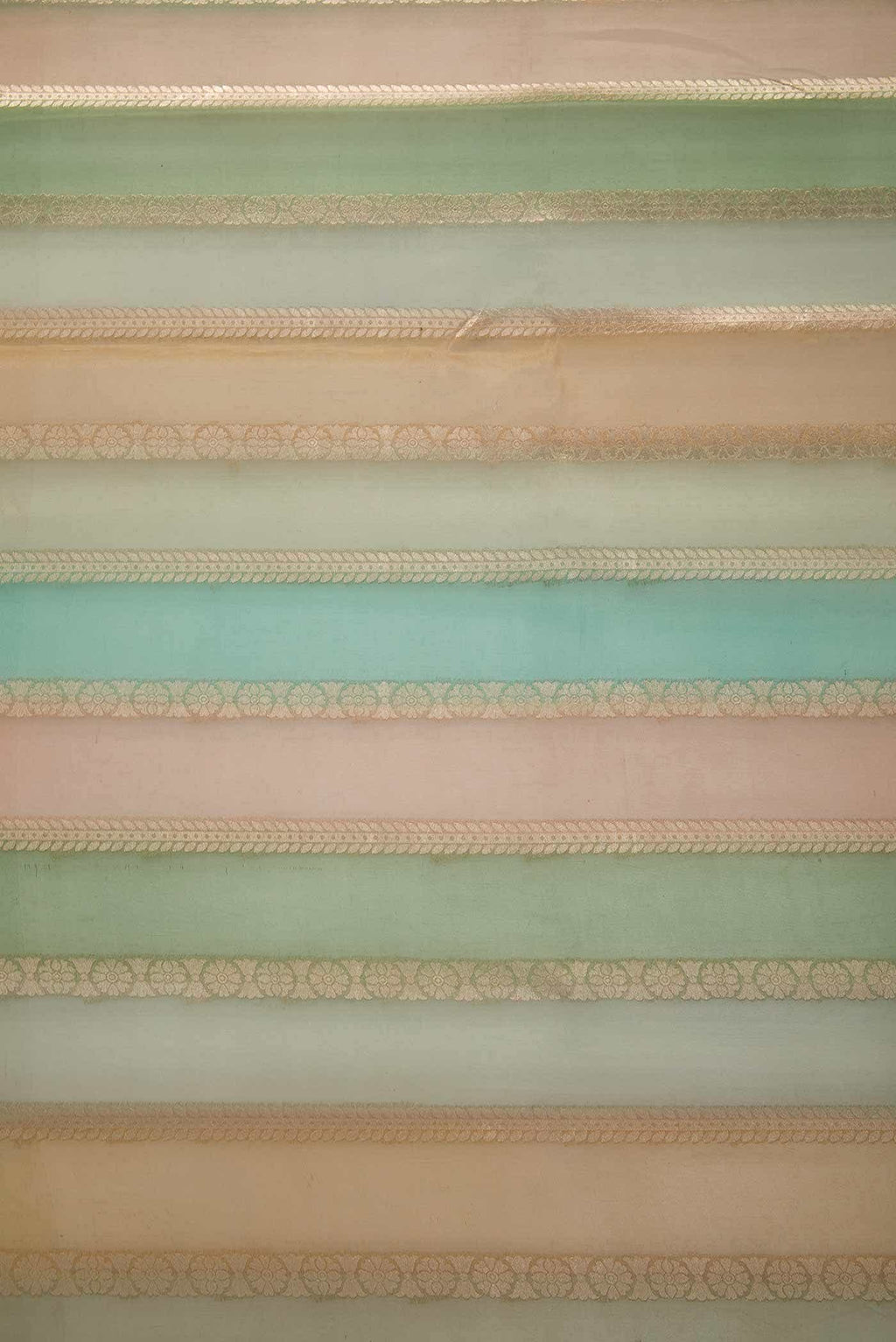 Blue, Brown and Grey Organza Silk Dress Material