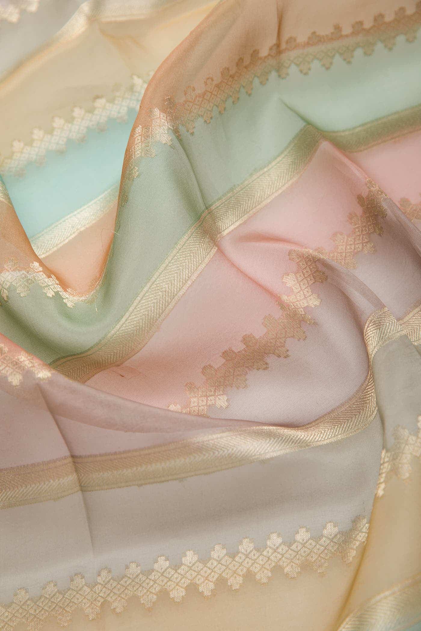 Brown and Pink Organza Silk Dress Material