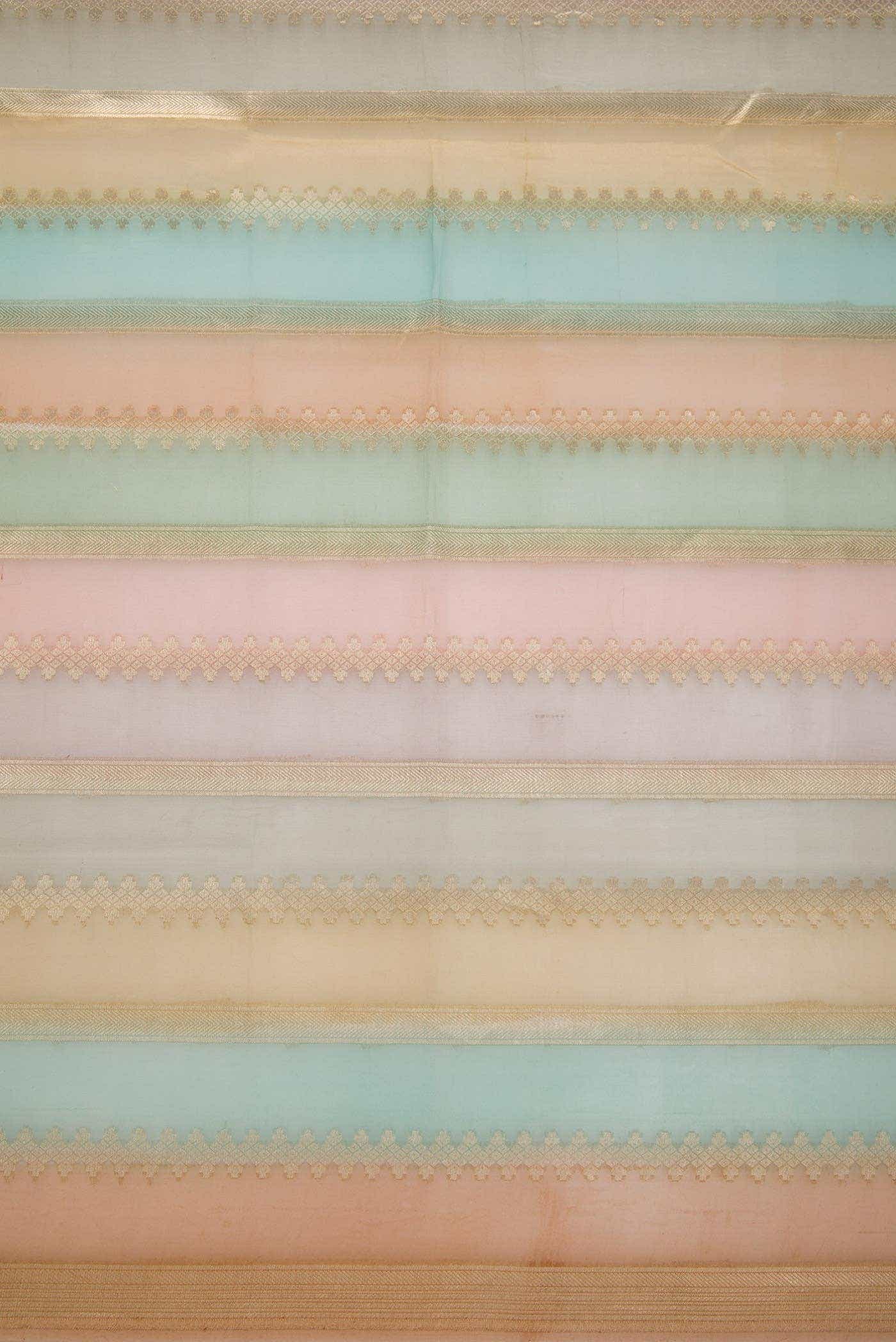 Brown and Pink Organza Silk Dress Material