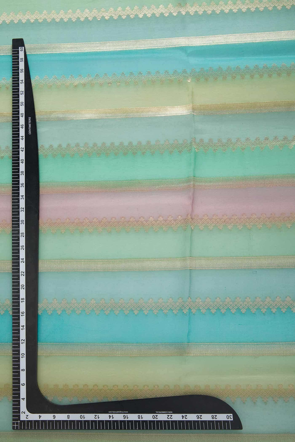 Pink and Green Organza Silk Dress Material