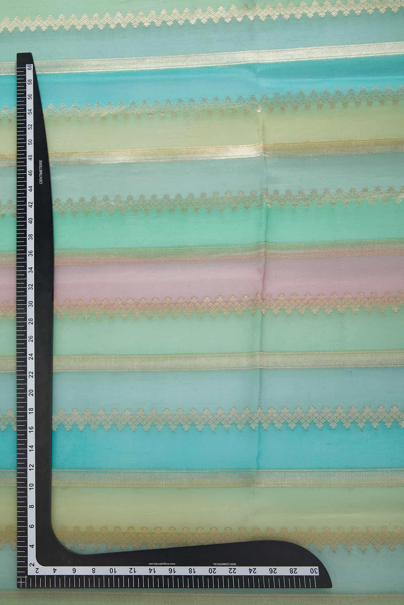 Pink and Green Organza Silk Dress Material