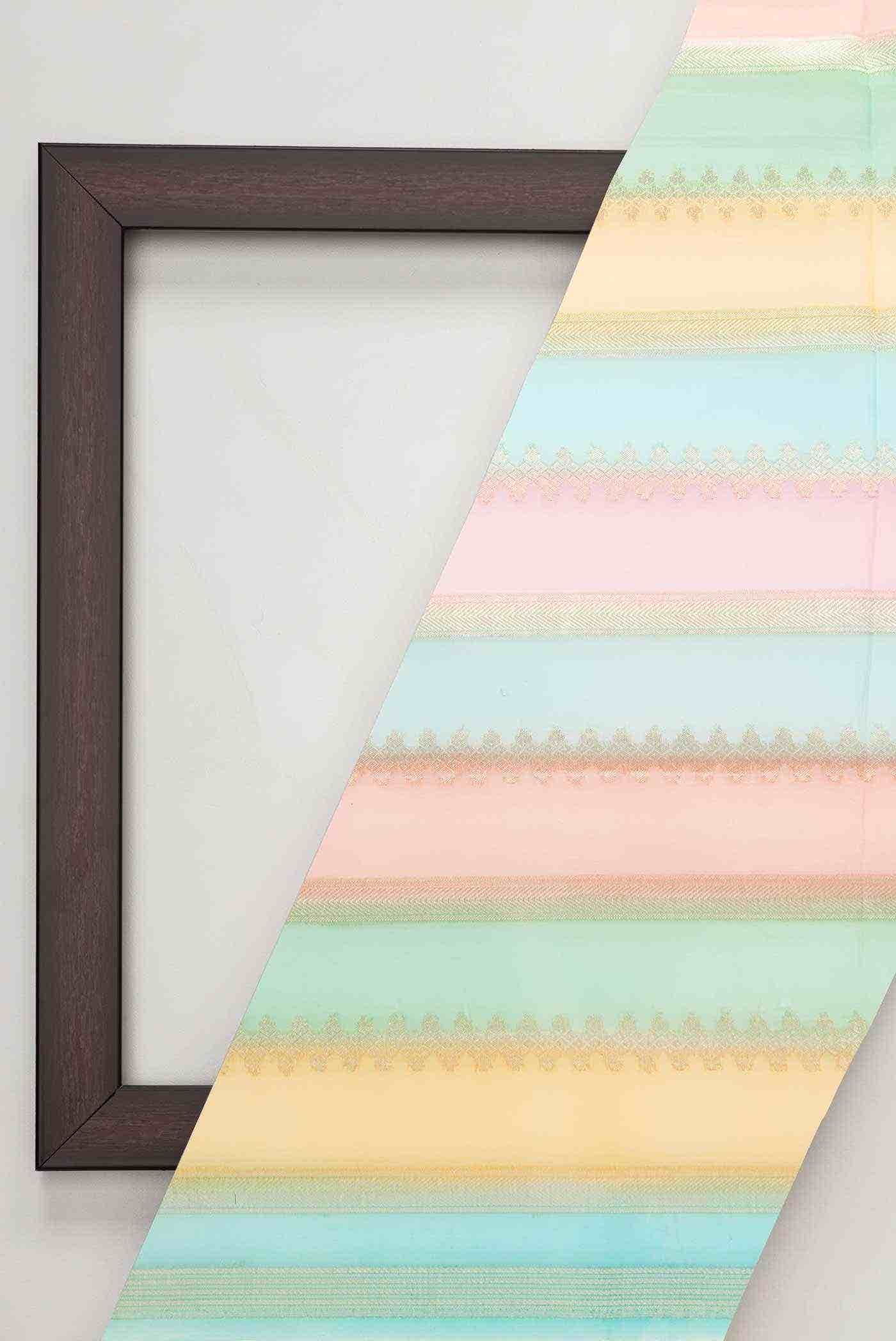 Blue Sea Green and Mustard Organza Silk Dress Material