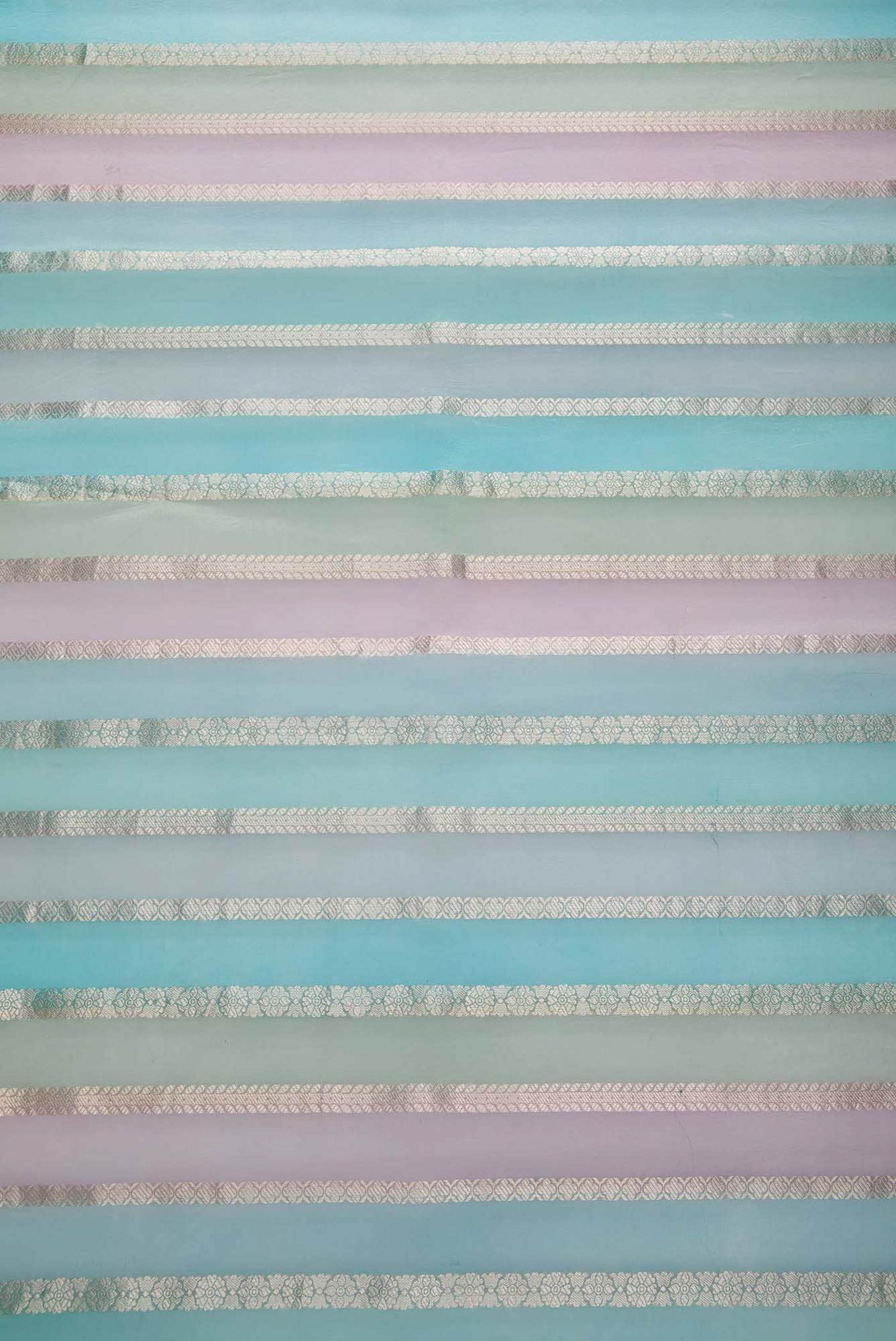 Blue, Grey and Lavender Organza Silk Dress Material